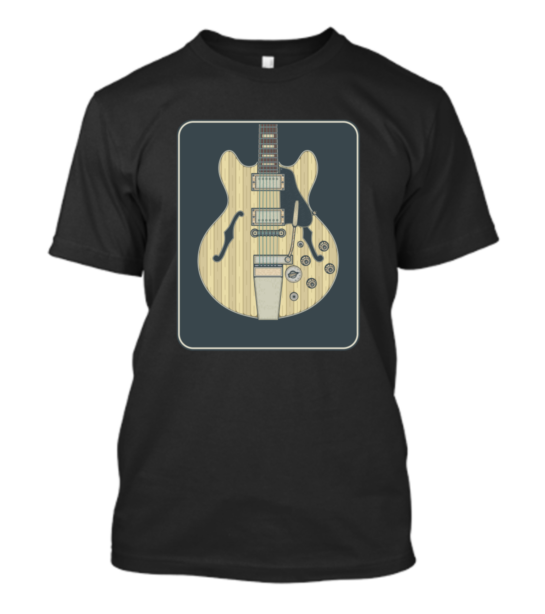 Vintage Hollow Body Guitar Framed T-Shirt