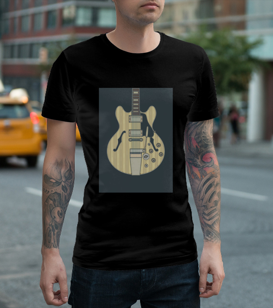 Bright Antique Hollow Body Guitar Vintage Style Instrument T-Shirt