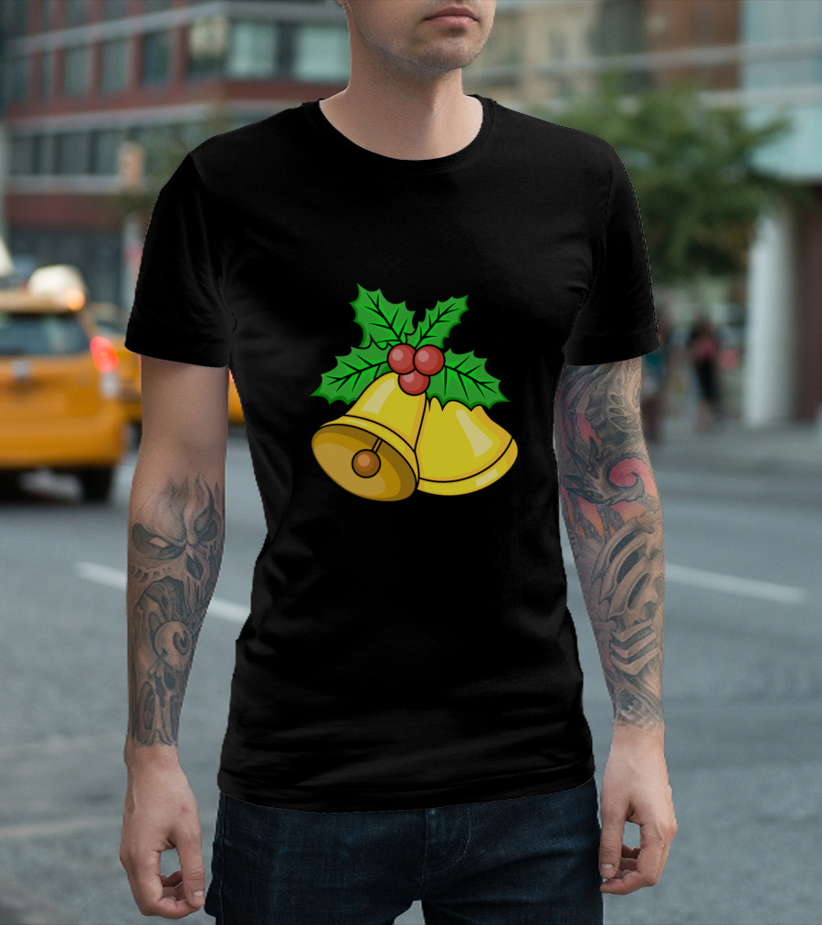Christmas Xmas Bells With Holly And Berries T-Shirt