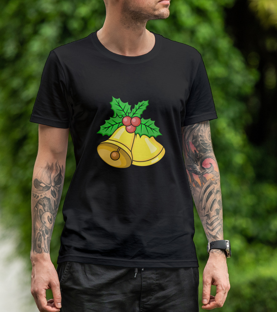 Christmas Xmas Bells With Holly And Berries T-Shirt