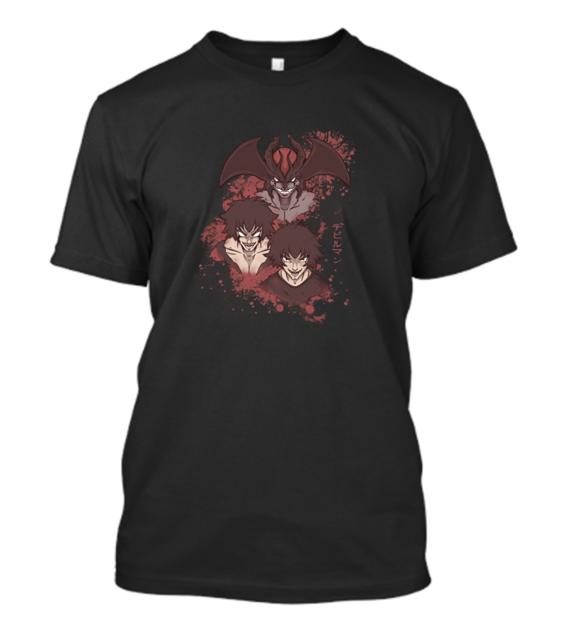 Demon Devilman Transformation Japanese Text Dark T-Shirt