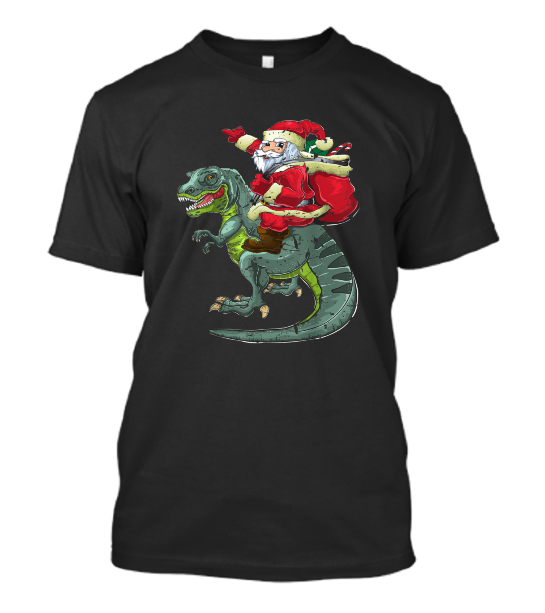 Santa Riding Dinosaur Christmas Boys Men Xmas Santa Ridin T-Shirt