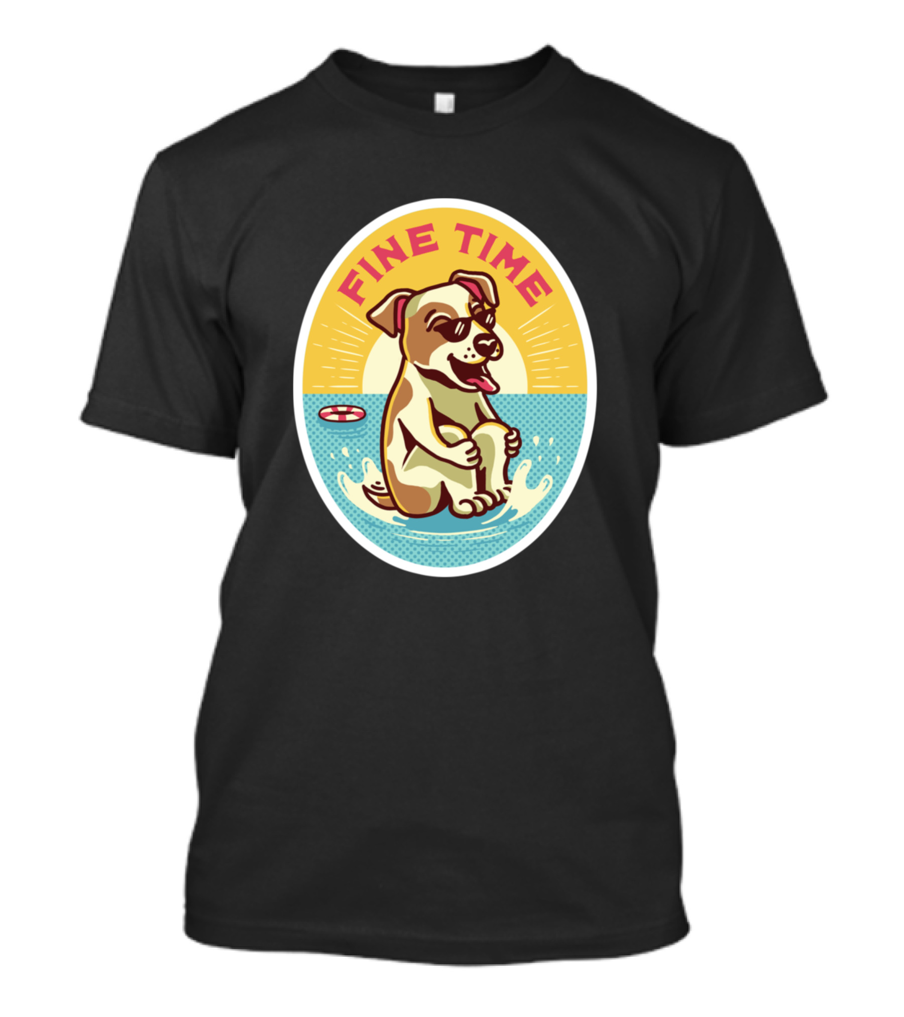 FINE TIME Summer Dog Relaxing In Water T-Shirt