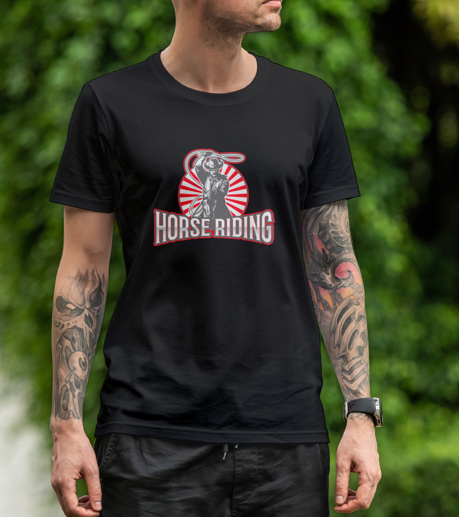 Horse Riding Cowboy Lasso Sunburst T-Shirt
