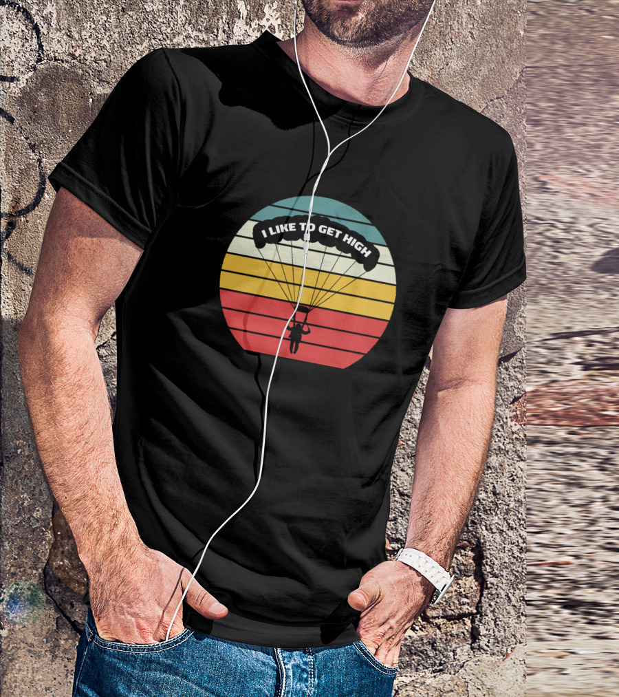 I Like To Get High Parachuting Retro Sunset T-Shirt