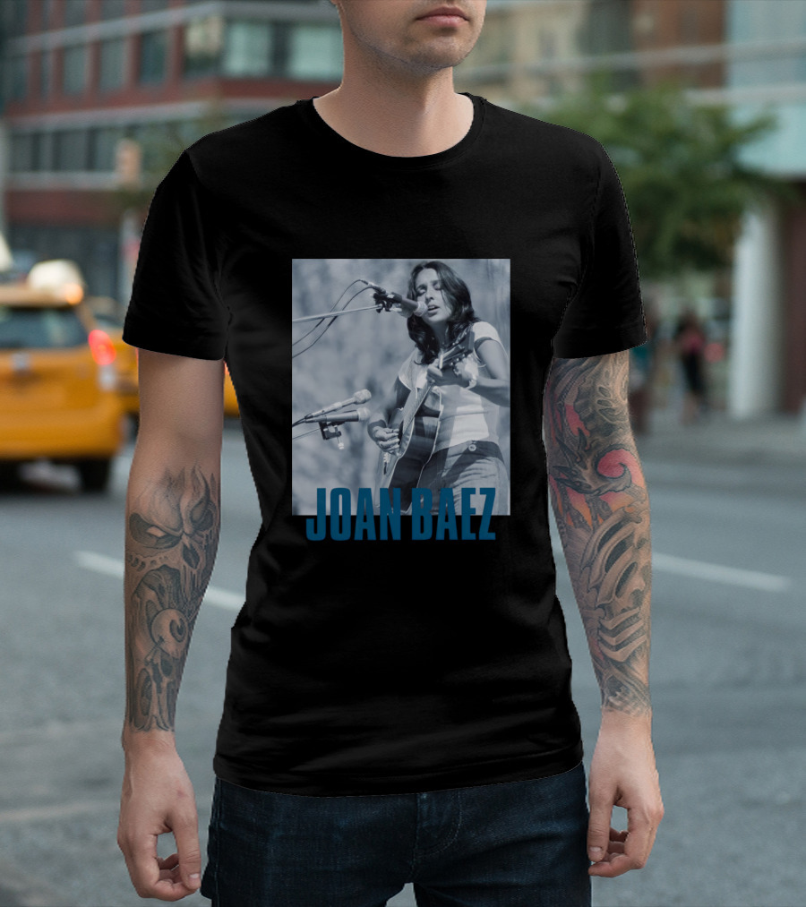 Joan Baez Performing Live with Acoustic Guitar T-Shirt