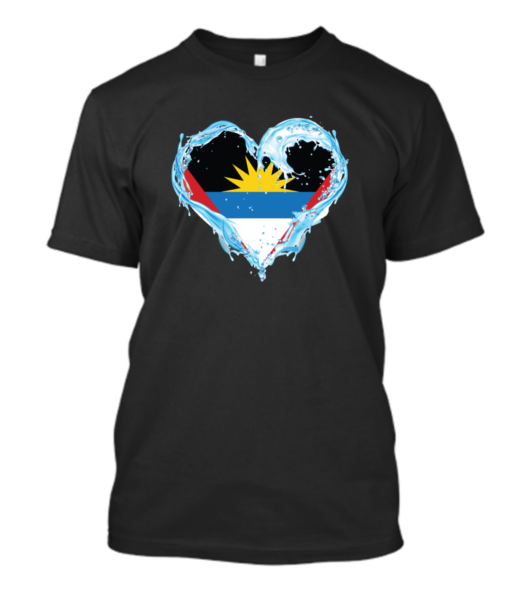Antigua And Barbuda Flag Heart Water Splash Love T-Shirt