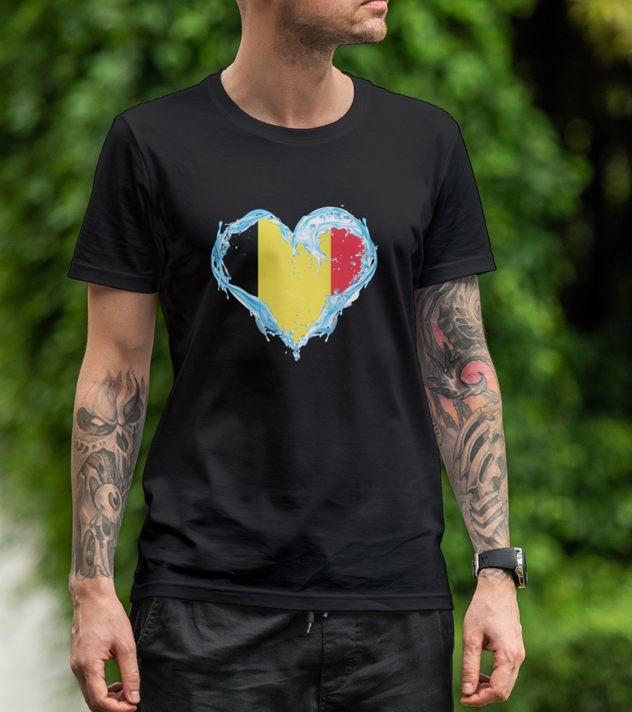 Love Water Heart Belgium Flag T-Shirt