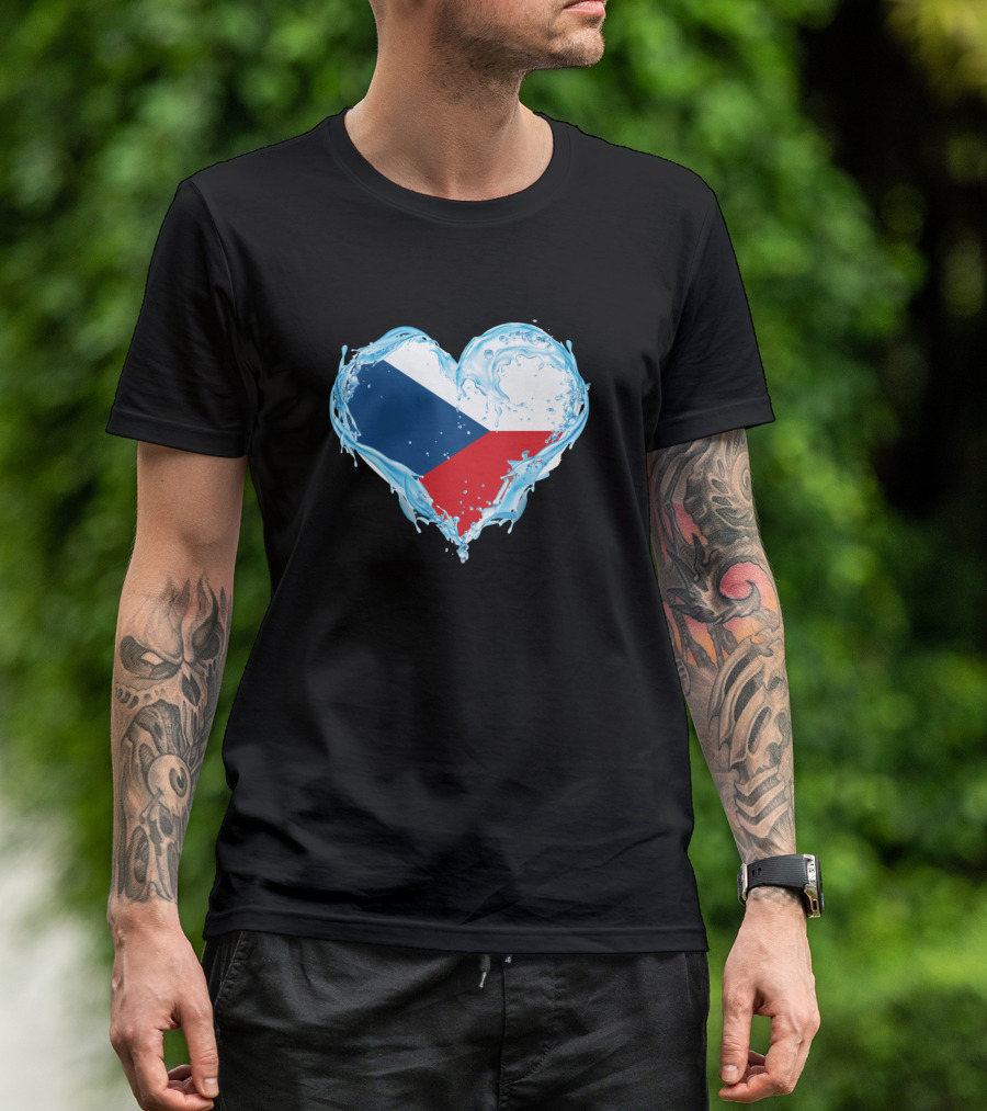 Heart-Shaped Water Splash Czech Flag Love T-Shirt