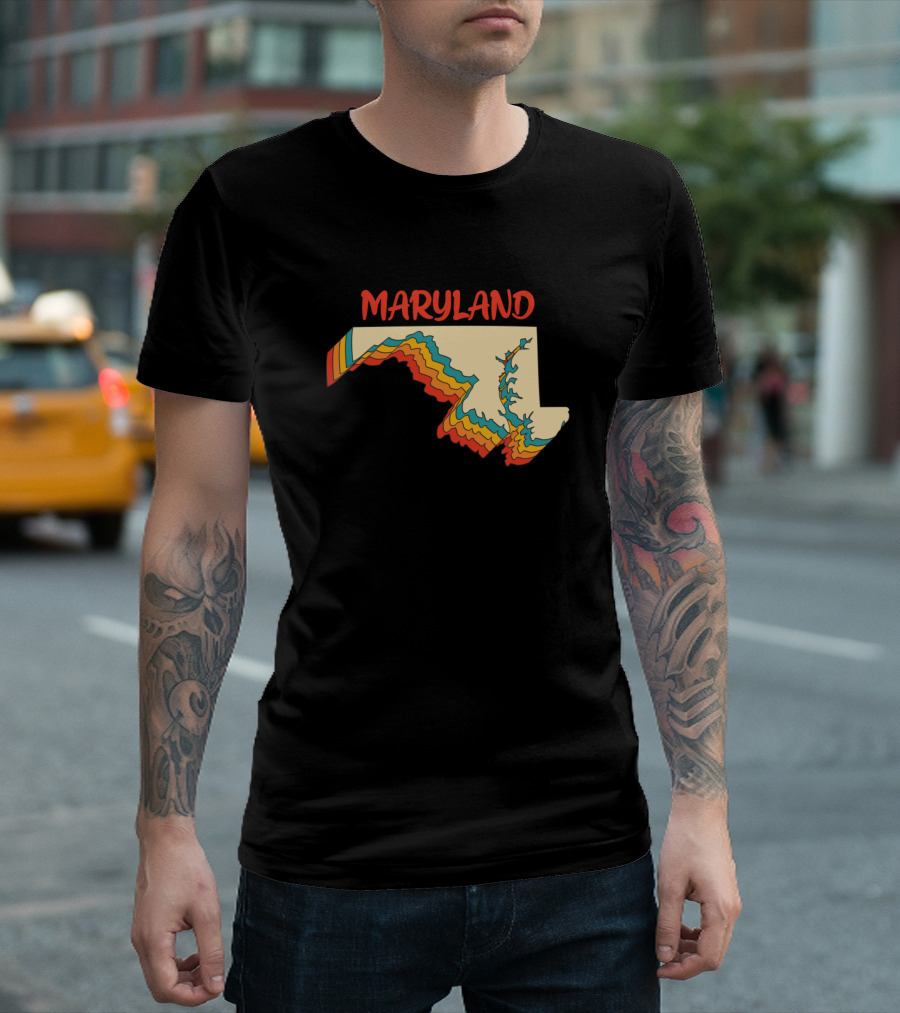 Maryland Vintage Retro Map Outline Md Home State T-Shirt