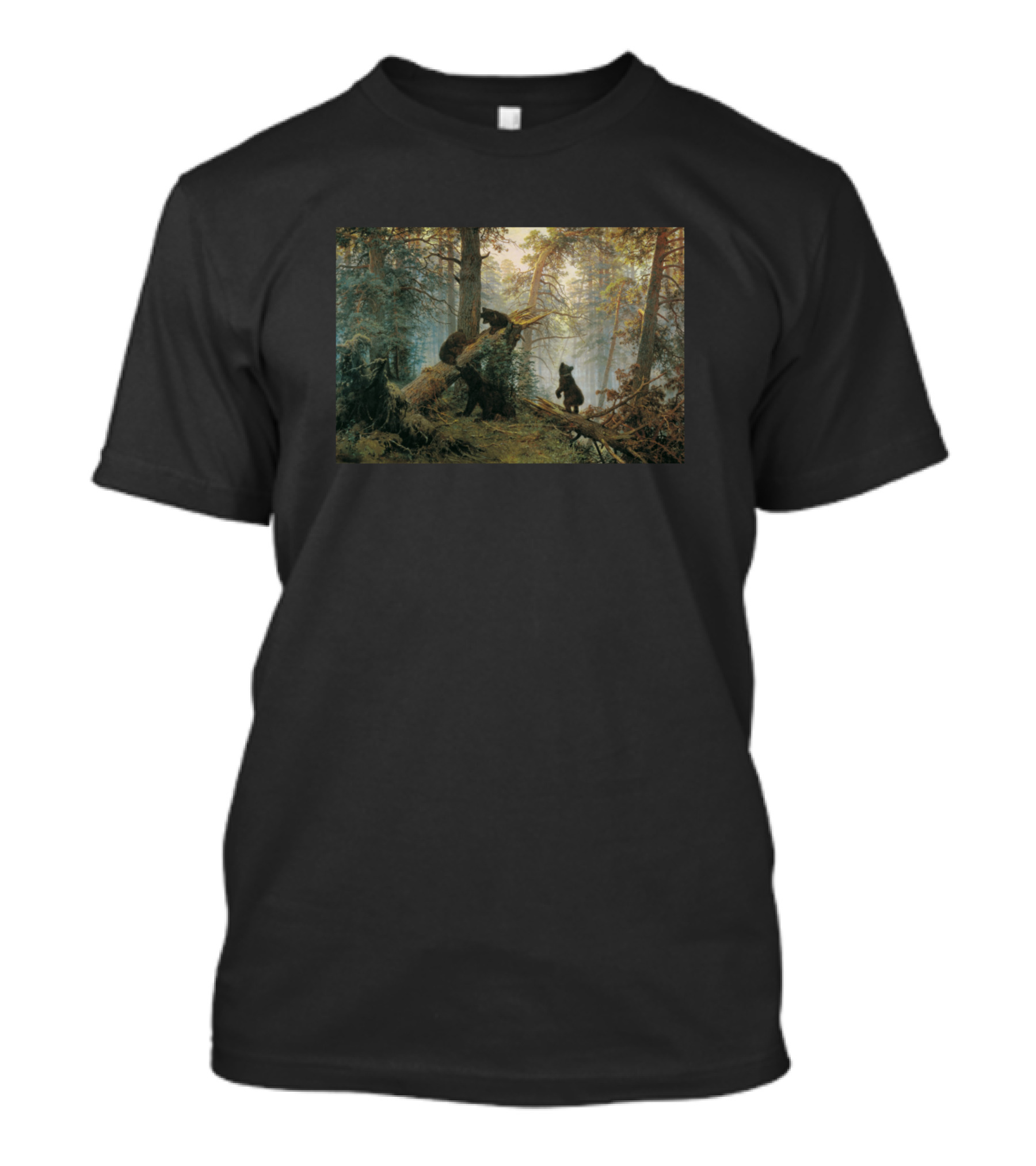 Morning In A Pine Forest Ivan Shishkin Classic Bears Nature Scene T-Shirt