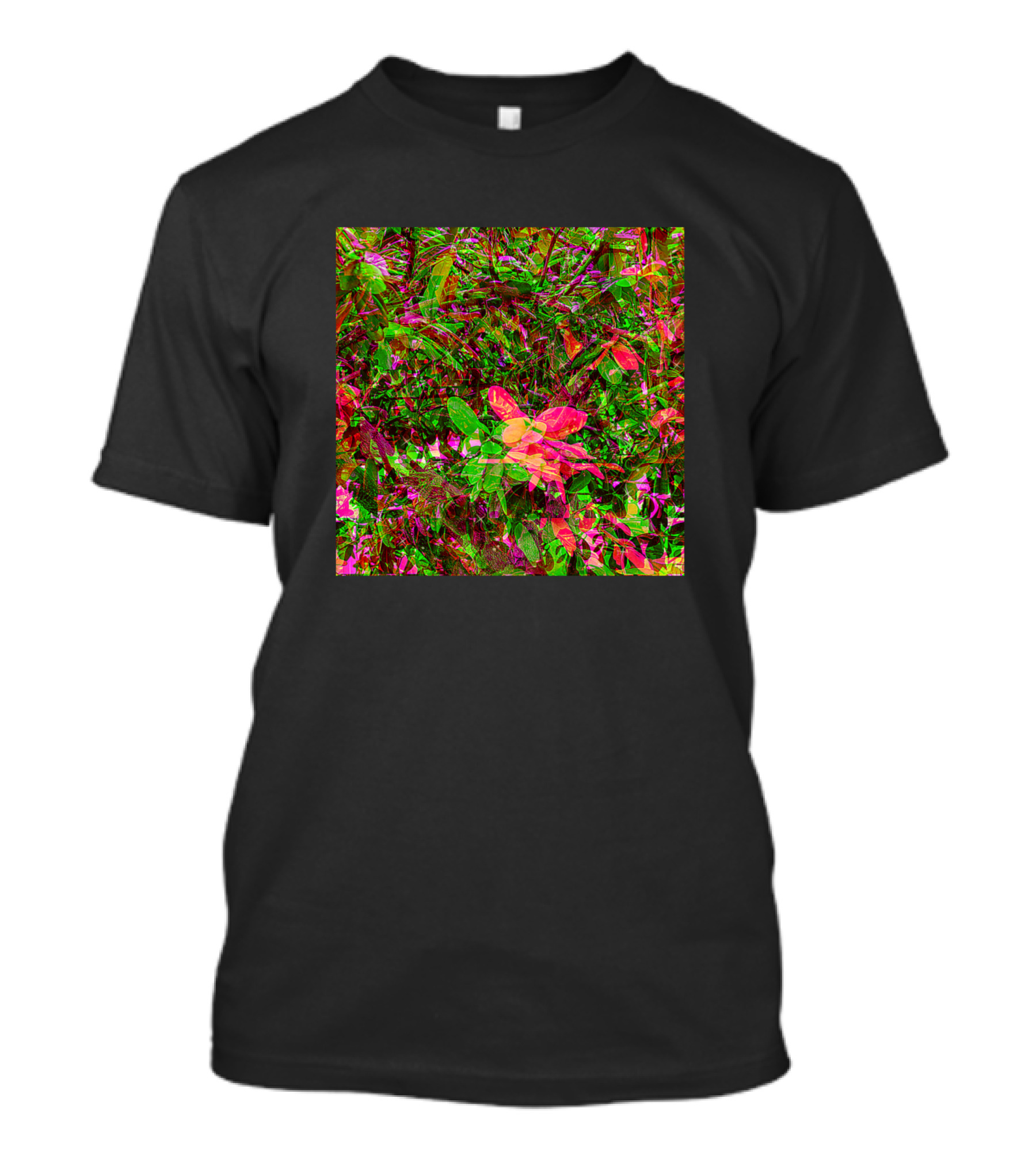 Neon Pink Flower Garden Vibrant Foliage T-Shirt