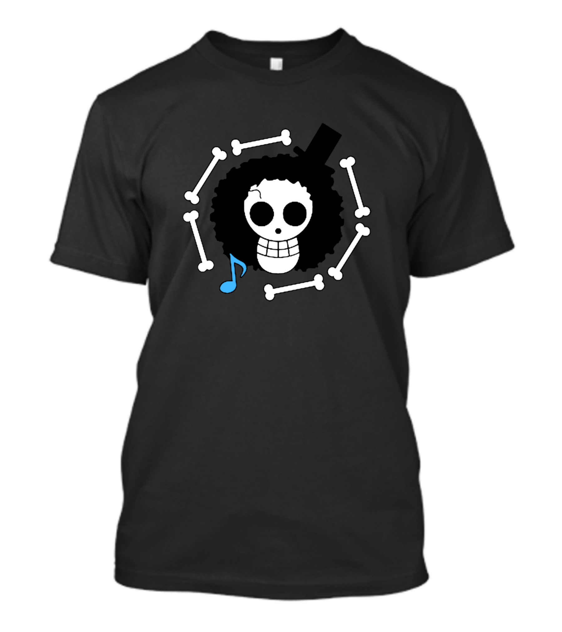 One Piece Brook Skull Afro Bones Musical Note T-Shirt
