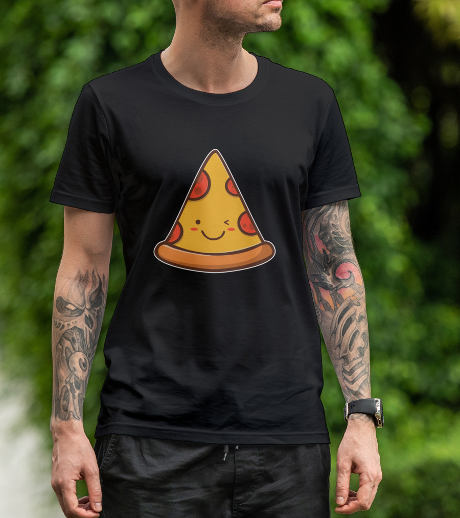 Pizza Slice Winking Face T-Shirt