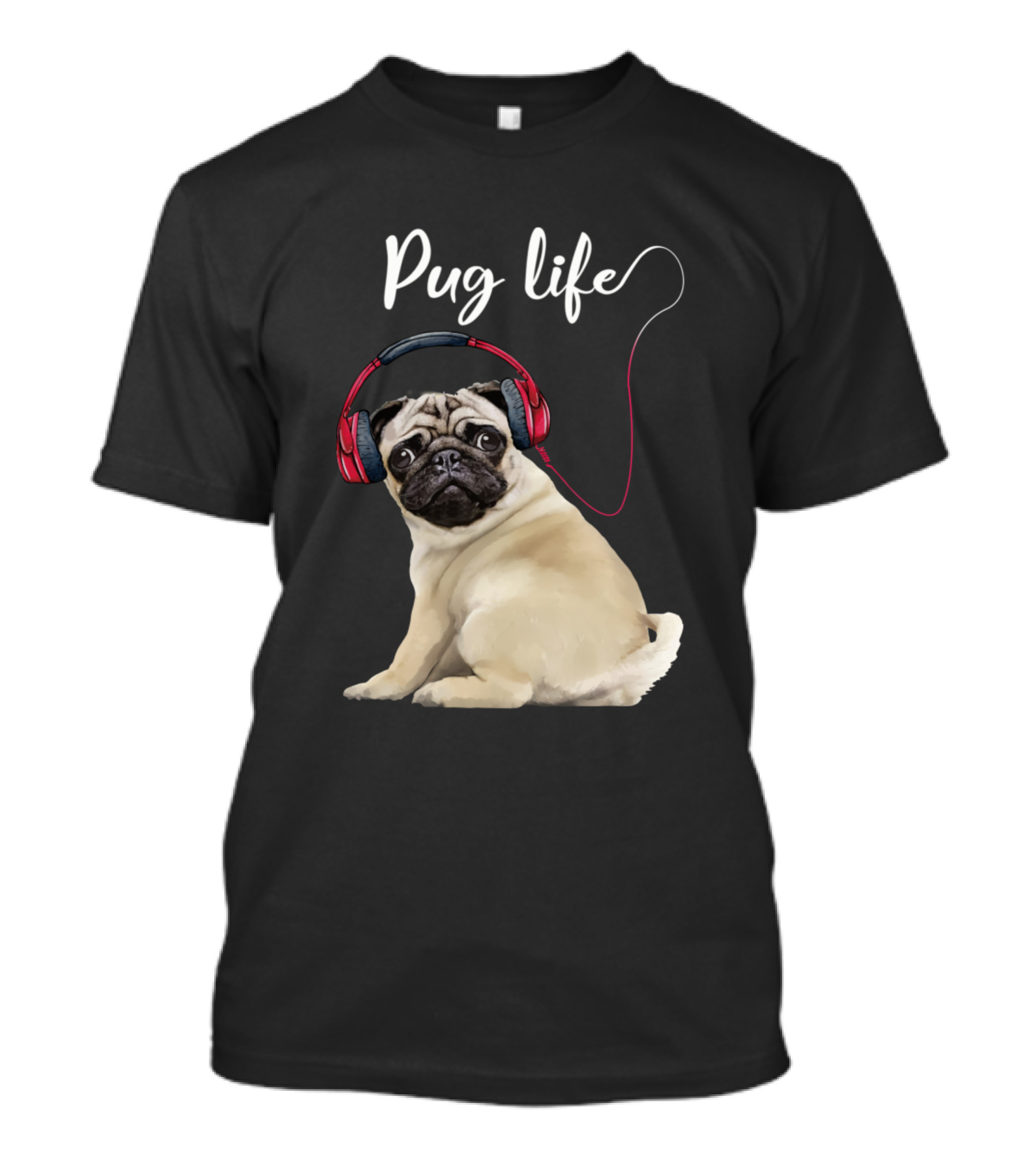 Pug Life Listening To Music With Headphones T-Shirt