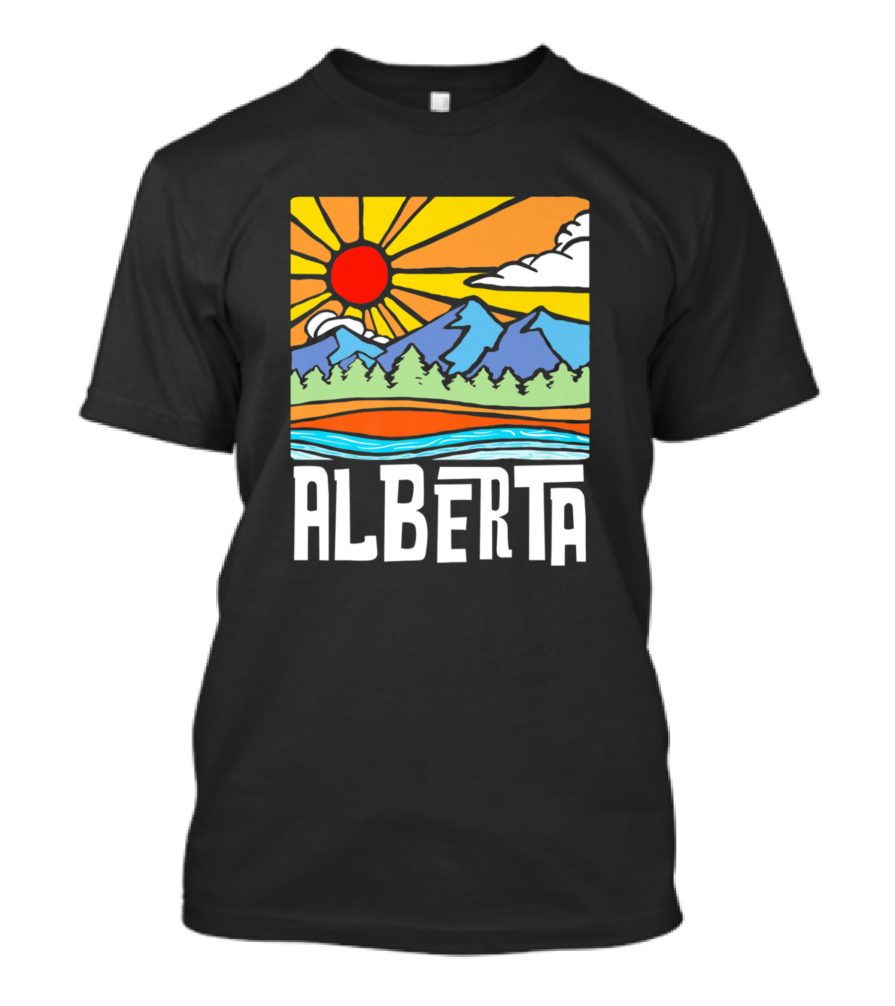 Alberta Vintage Nature Mountains Sunburst Canada T-Shirt