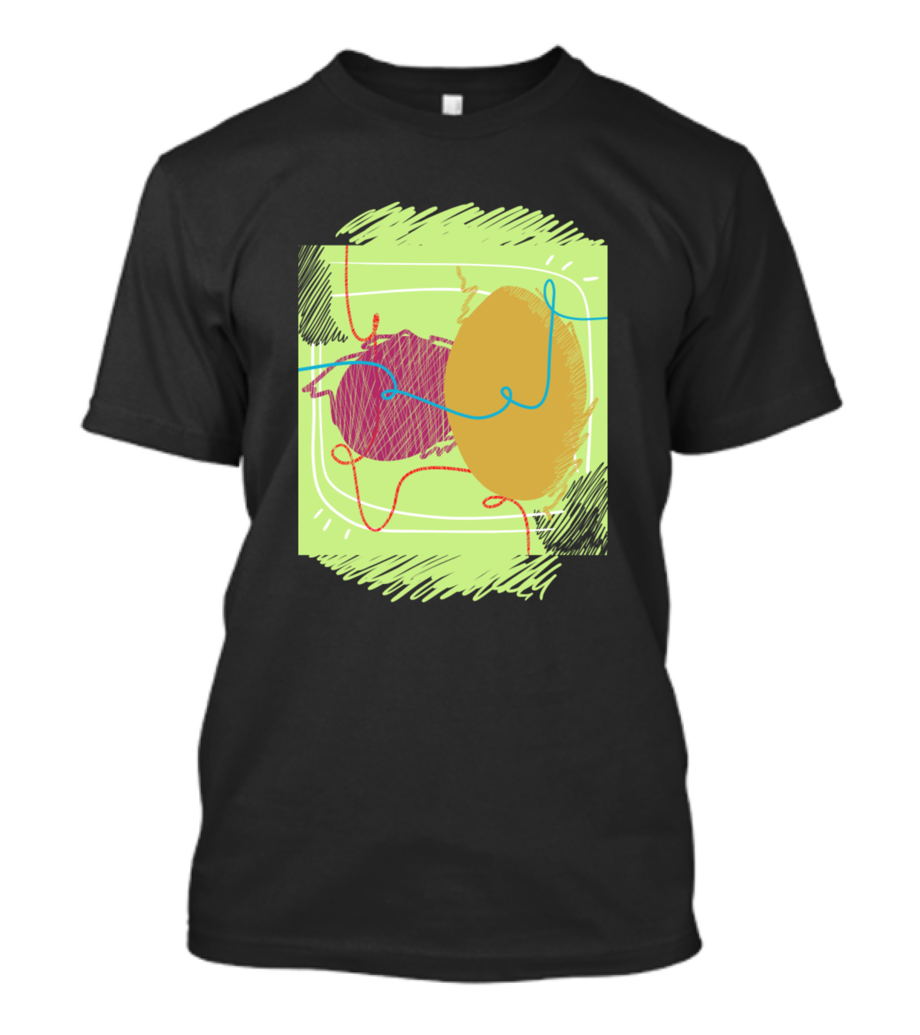 Ballon Scribble Abstract Egg Shape Colorful Lines T-Shirt