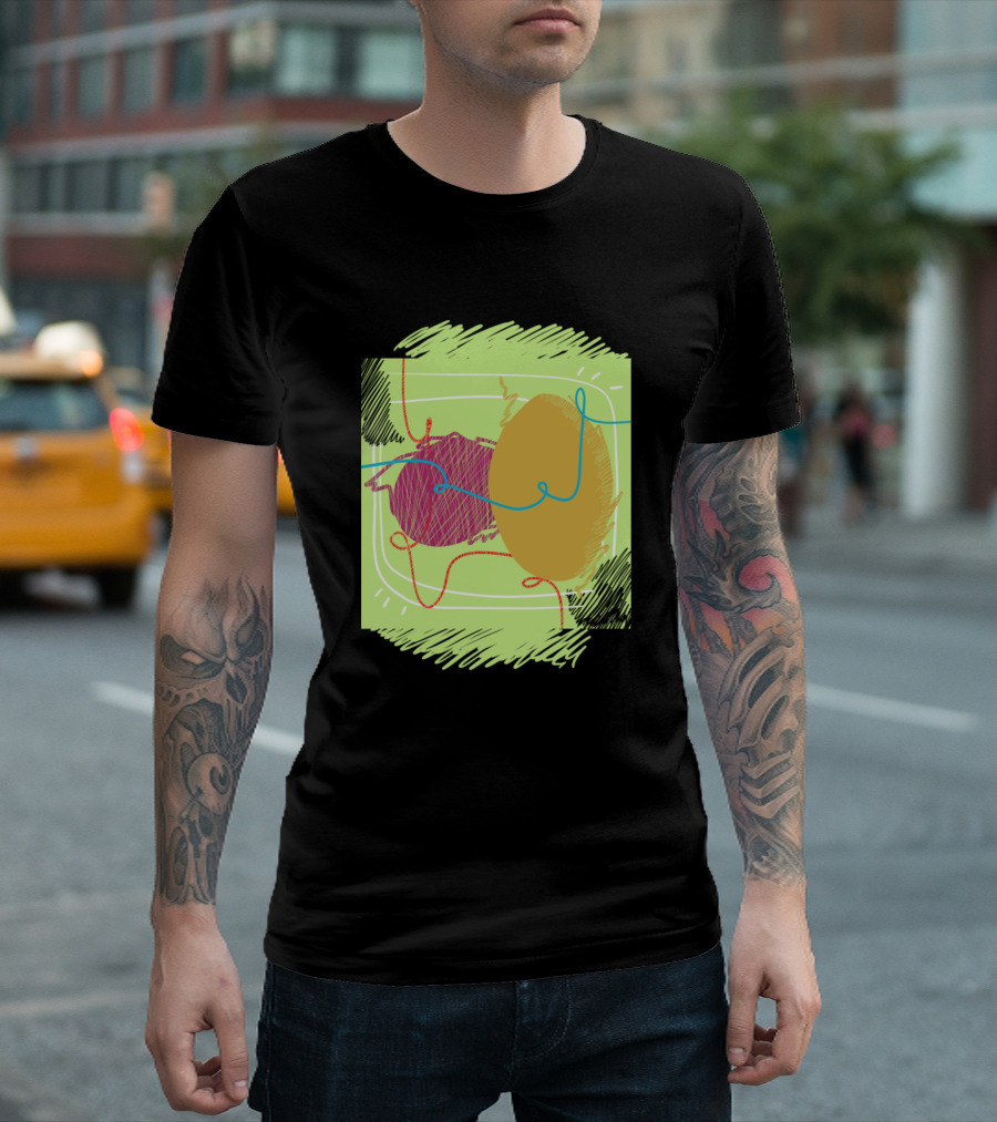 Ballon Scribble Abstract Egg Shape Colorful Lines T-Shirt