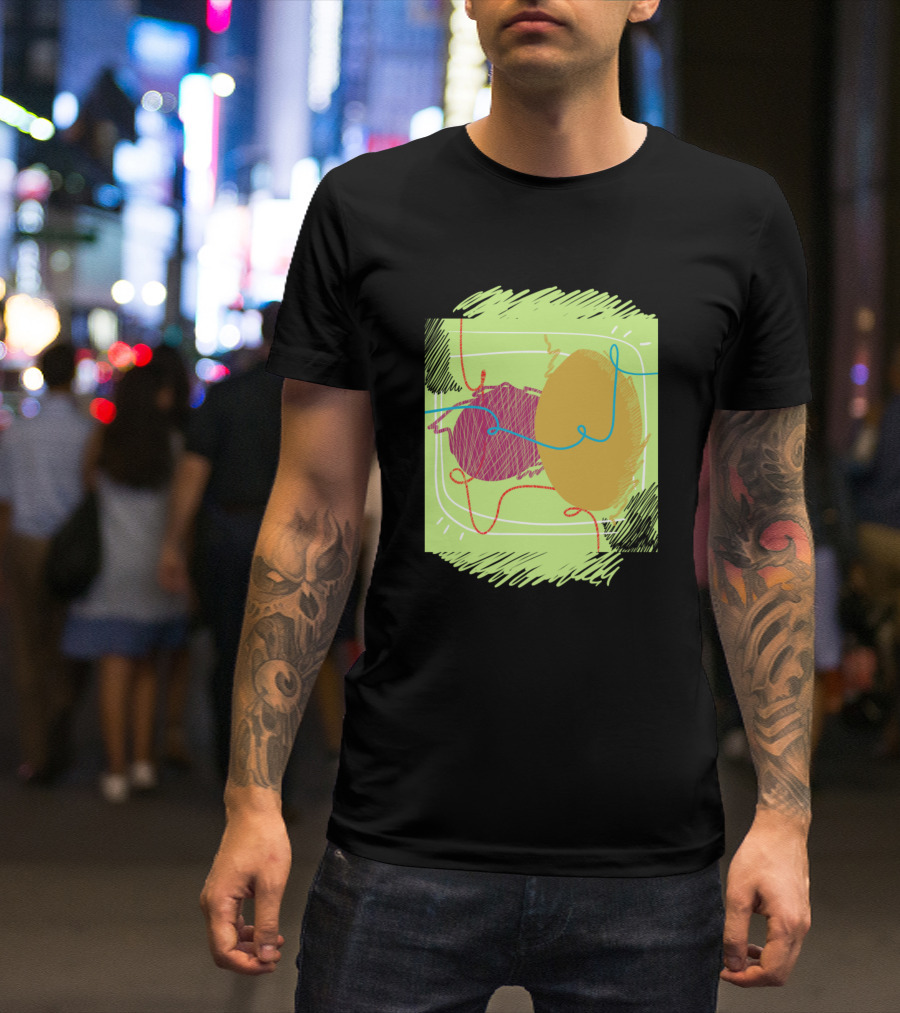 Ballon Scribble Abstract Egg Shape Colorful Lines T-Shirt