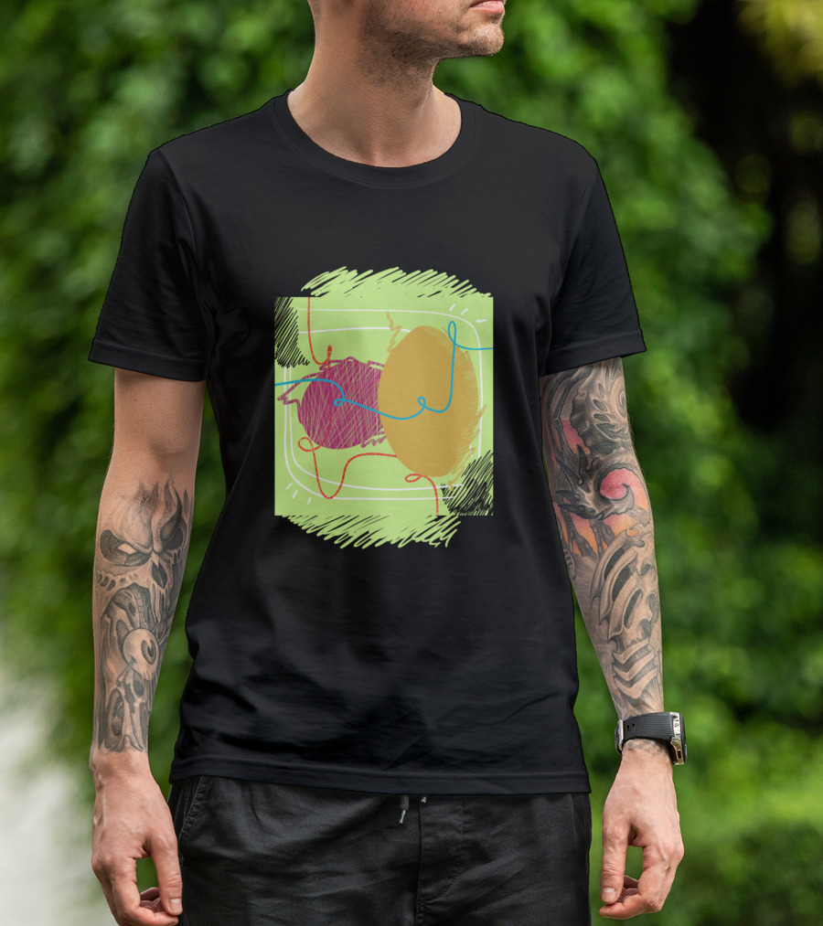 Ballon Scribble Abstract Egg Shape Colorful Lines T-Shirt