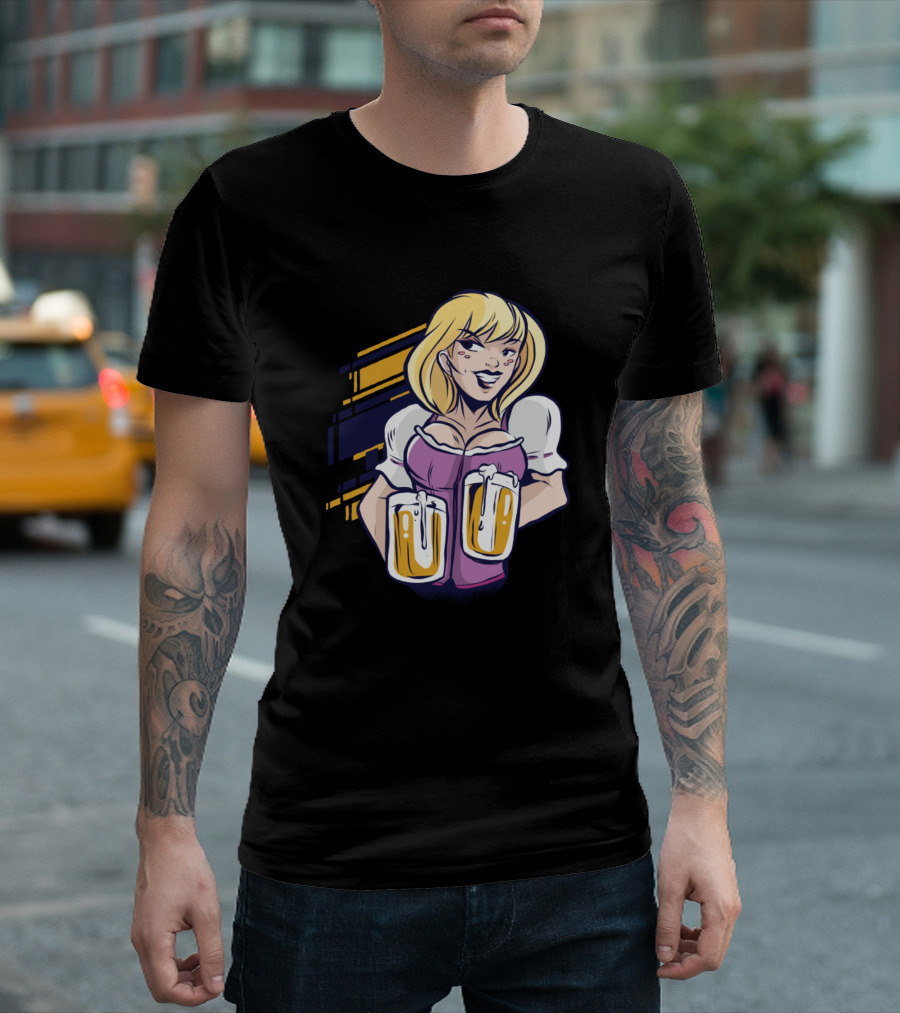 Beer Maiden Oktoberfest Brewery Blonde Humorous T-Shirt