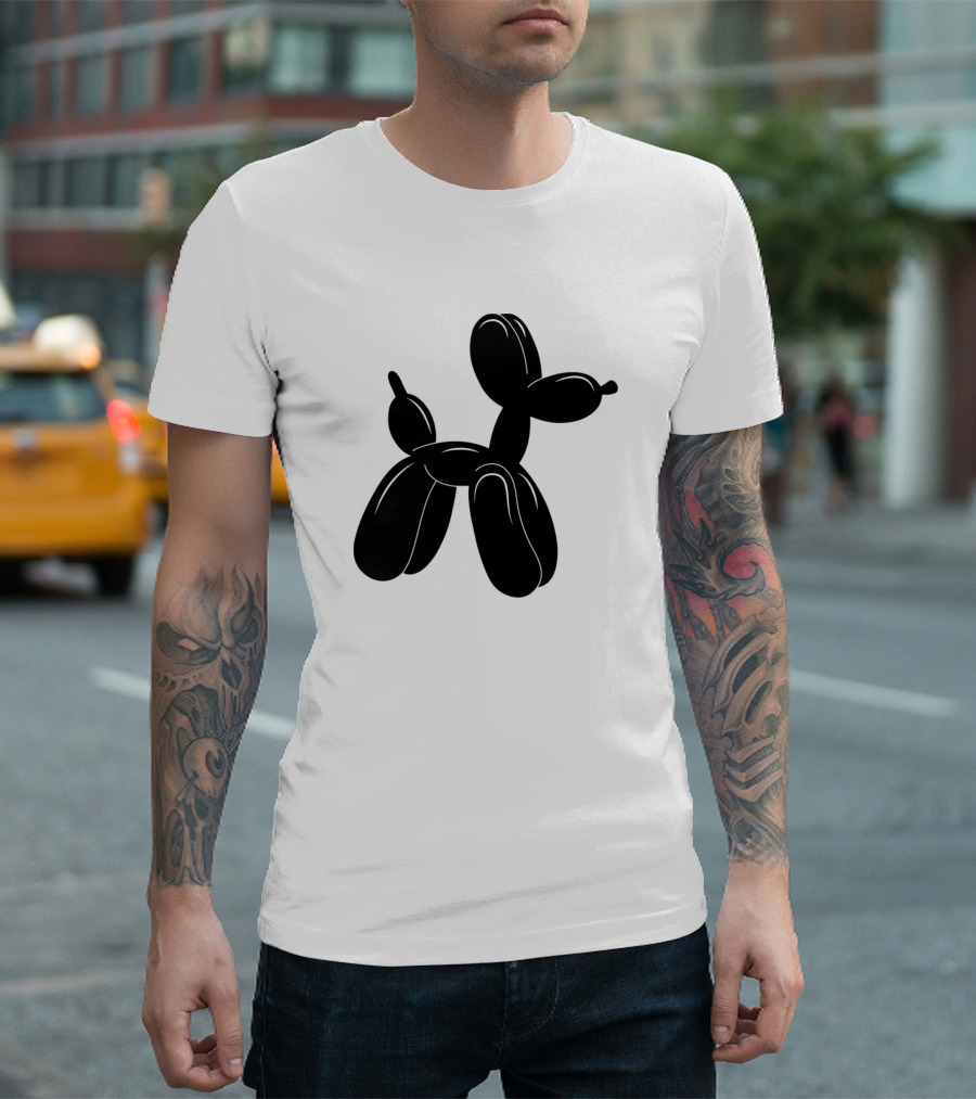 Black Balloon Dog Minimalist Art Pop Culture T-Shirt