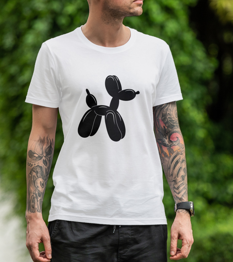 Black Balloon Dog Minimalist Art Pop Culture T-Shirt