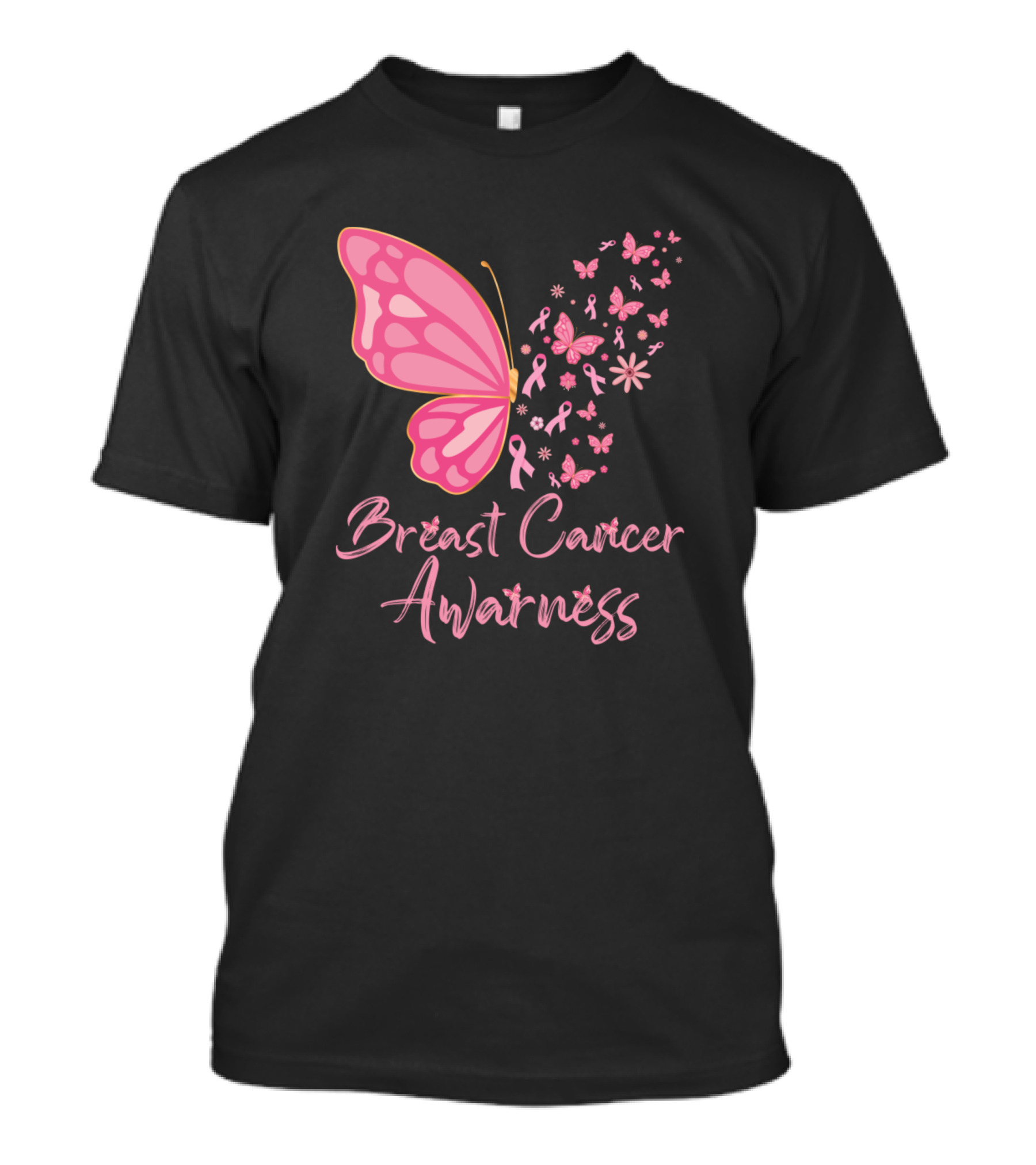 Breast Cancer Awareness Pink Butterfly Ribbon Butterfly T-Shirt
