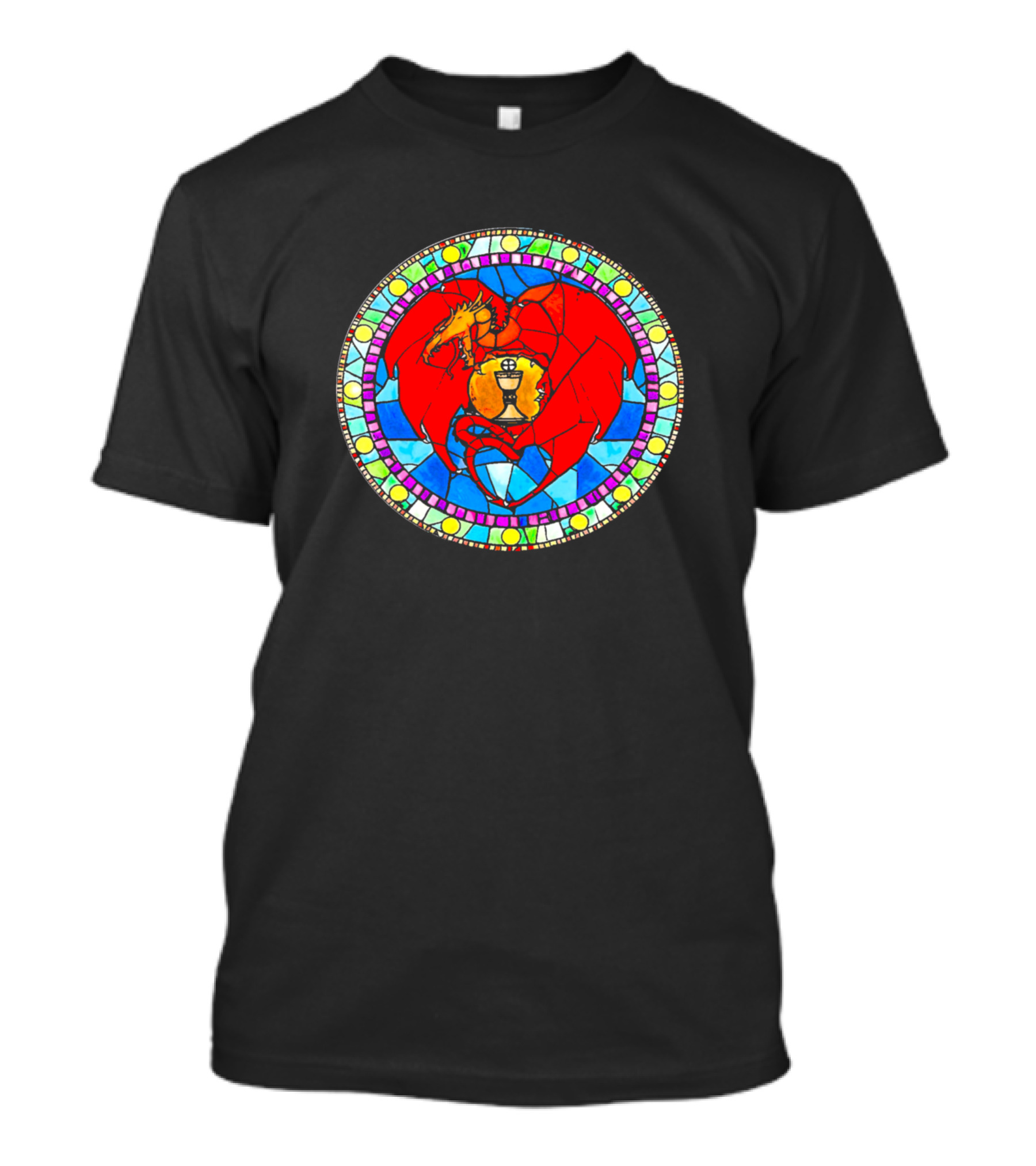 Catholic Dragon Stained Glass Chalice Circular T-Shirt