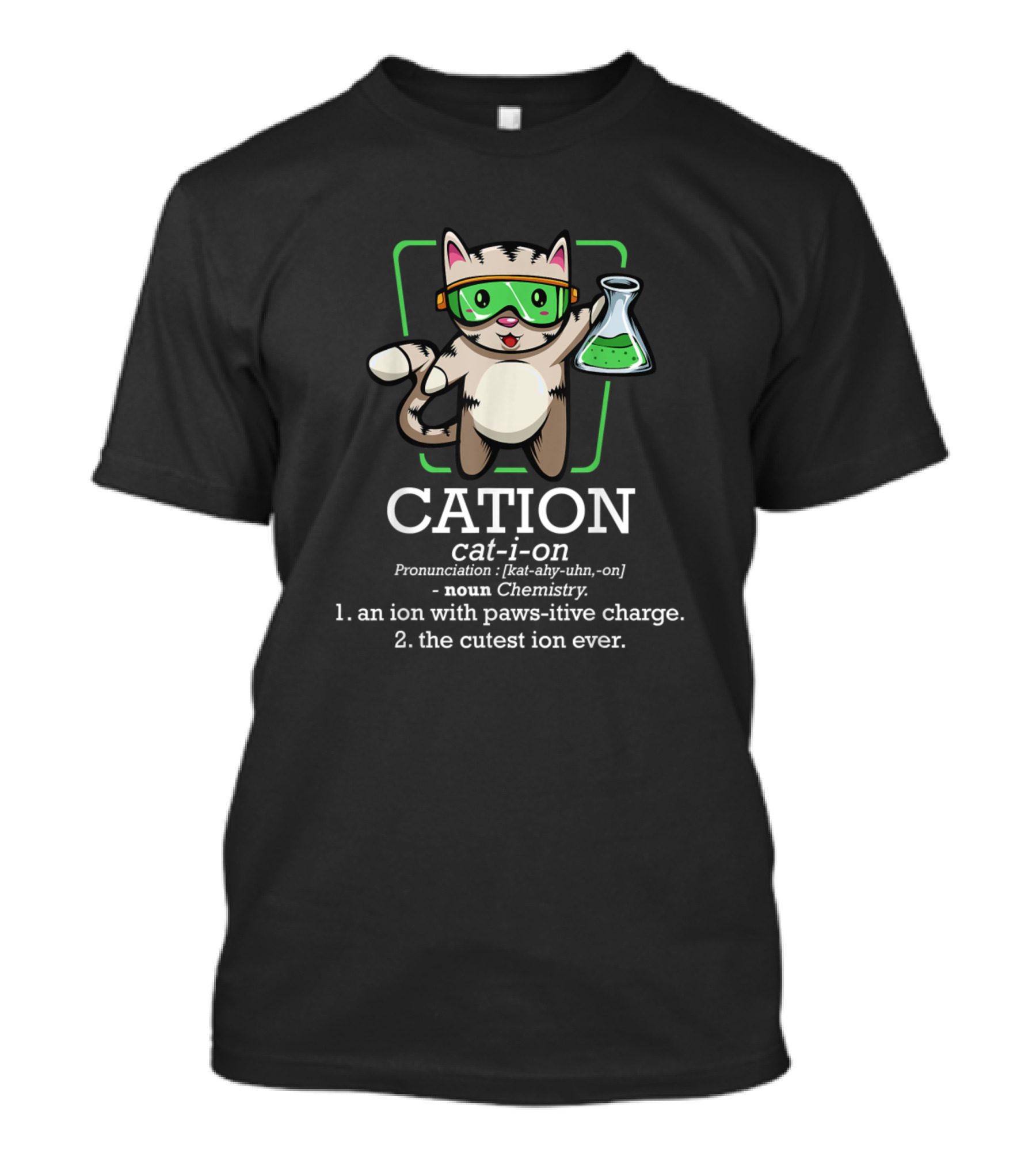 Cation Cute Cat Chemistry Pawsitive Ion Science T-Shirt