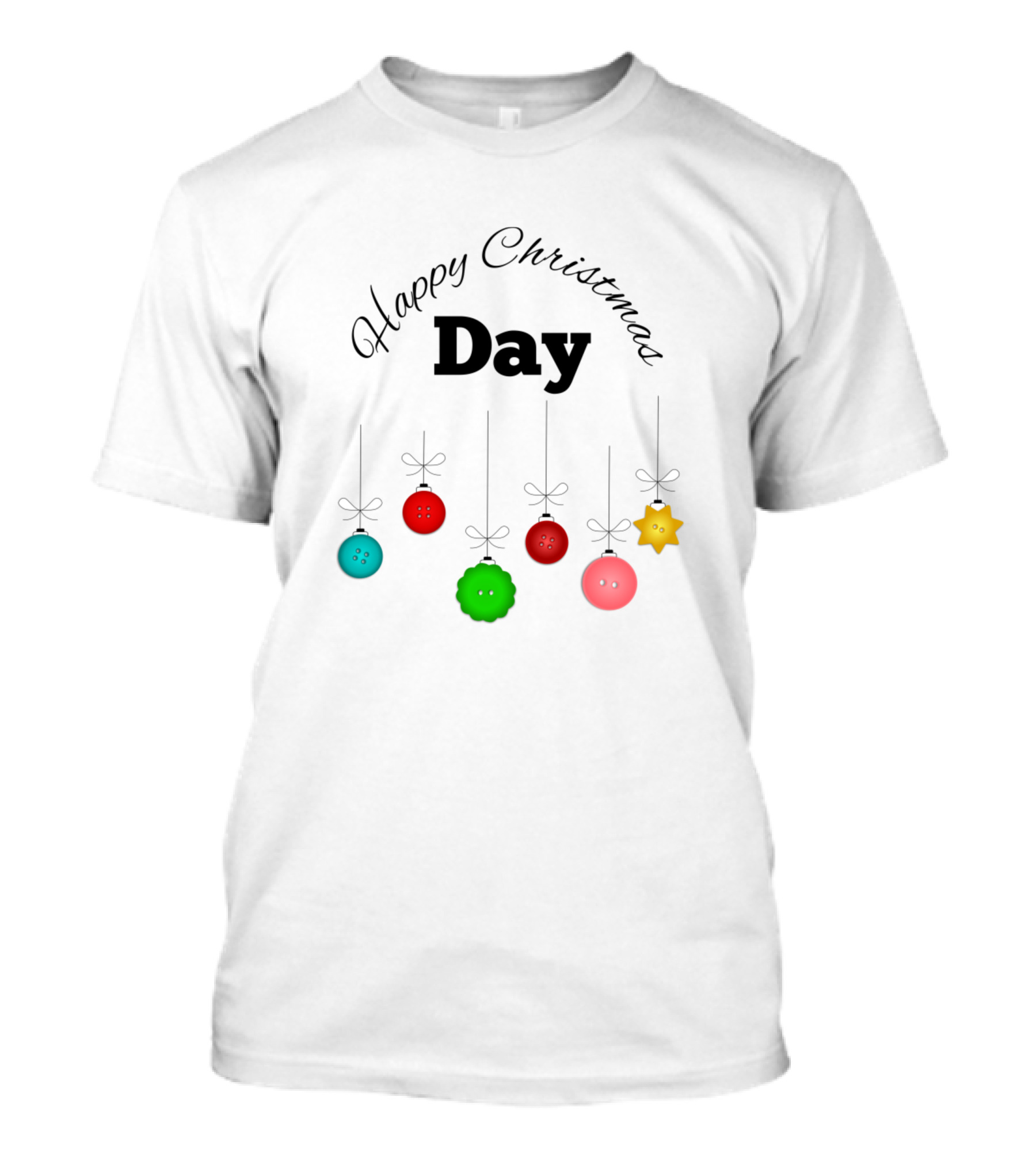 Happy Christmas Day Ornament Buttons T-Shirt