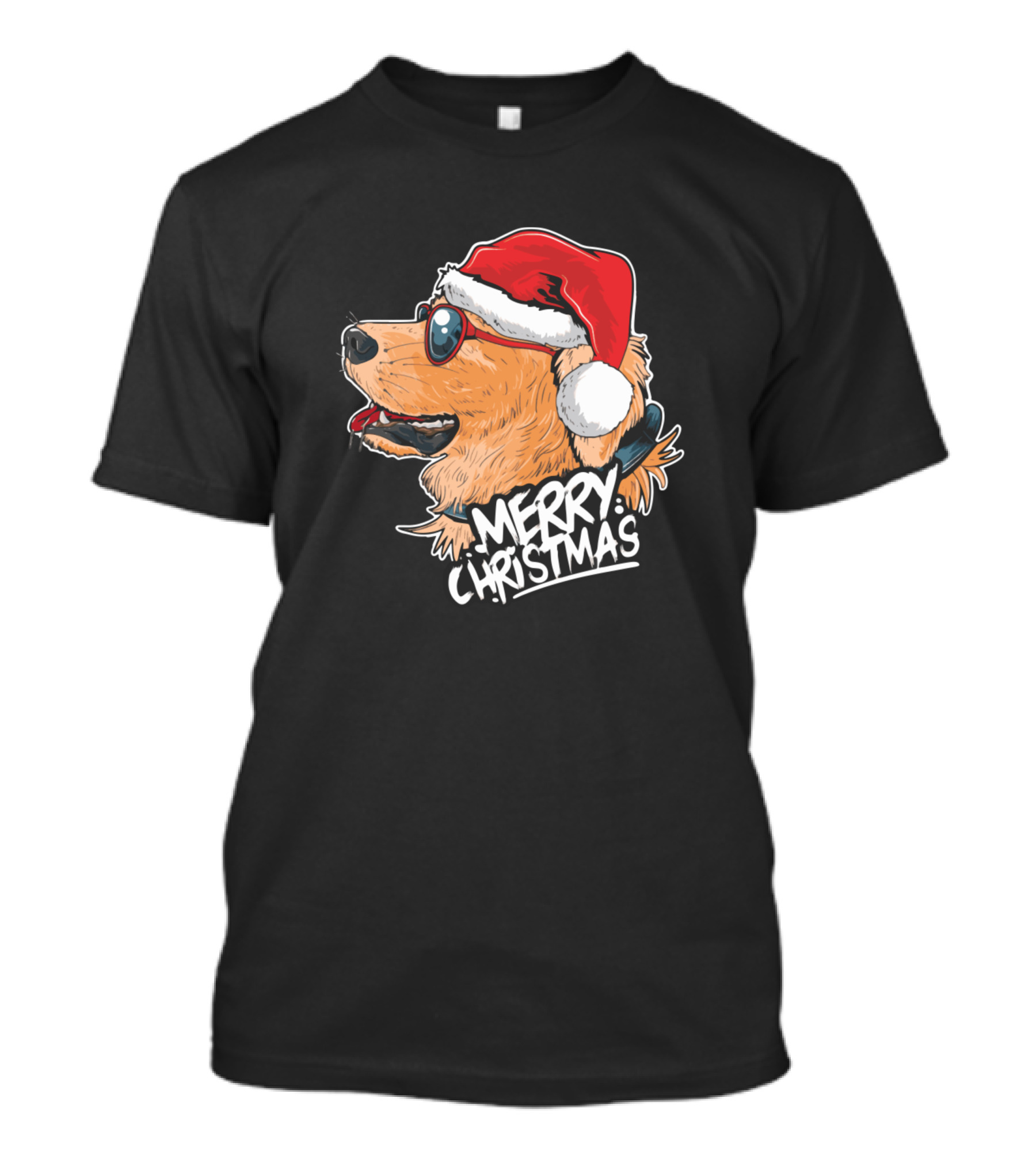 Merry Christmas Cute Dog In Santa Hat T-Shirt