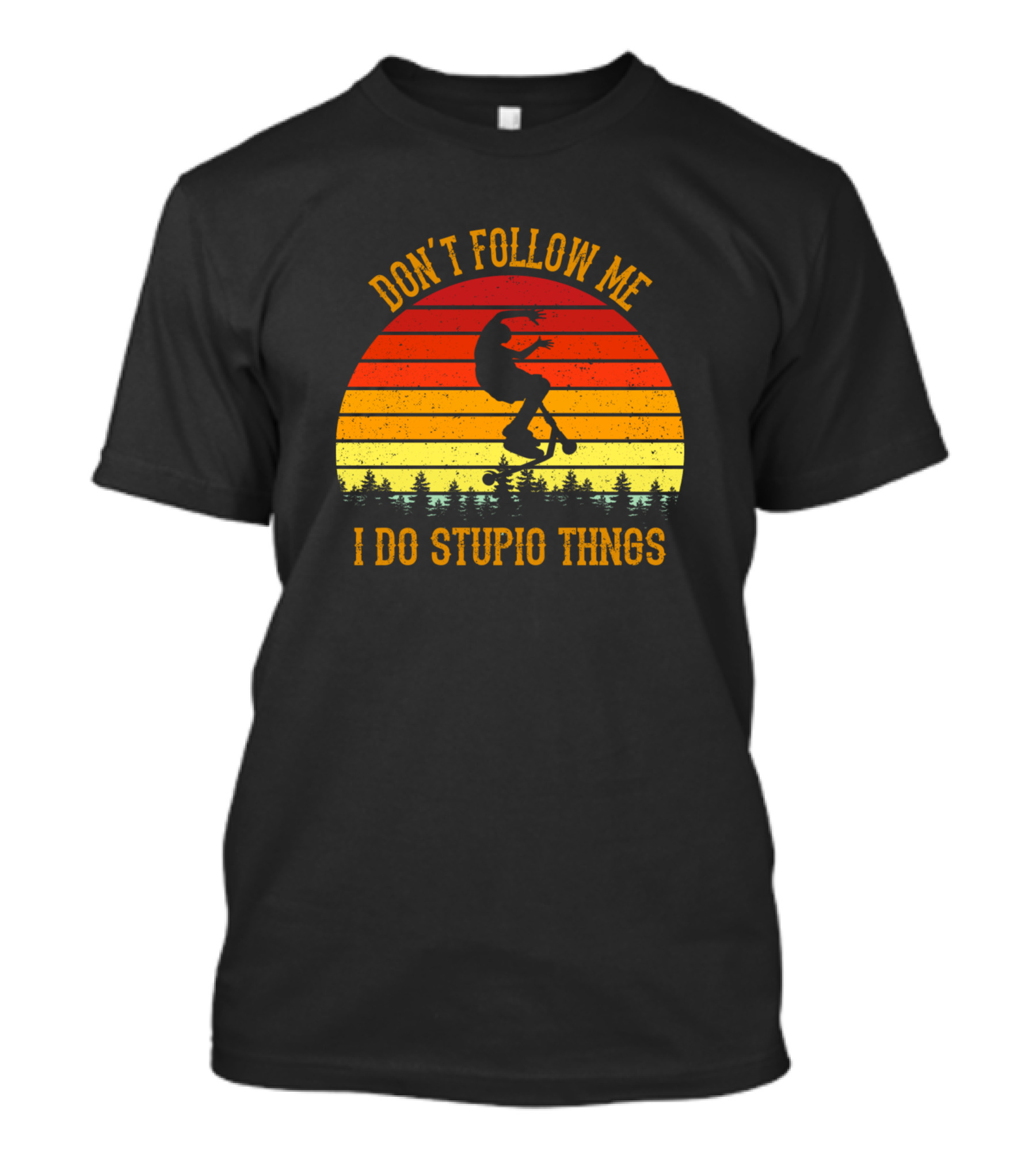 Don't Follow Me I Do Stupid Things Vintage Scooter Sunset T-Shirt