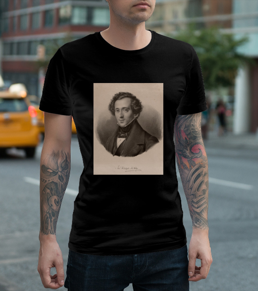 Felix Mendelssohn Portrait Lithograph by Joseph Kriehuber T-Shirt
