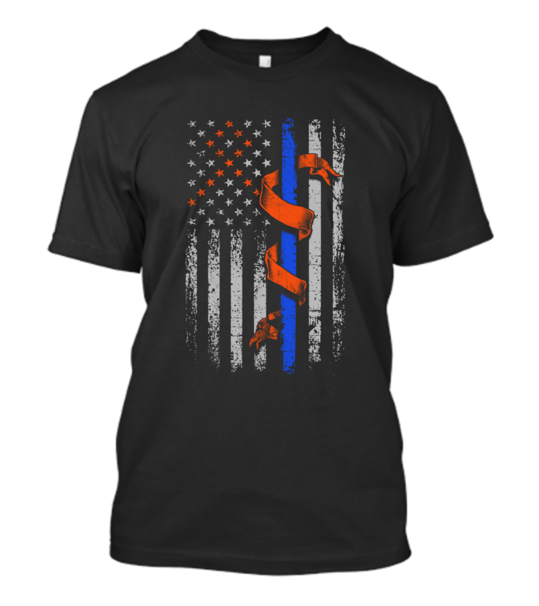 American Flag Thin Blue Line Multiple Sclerosis Awareness T-Shirt