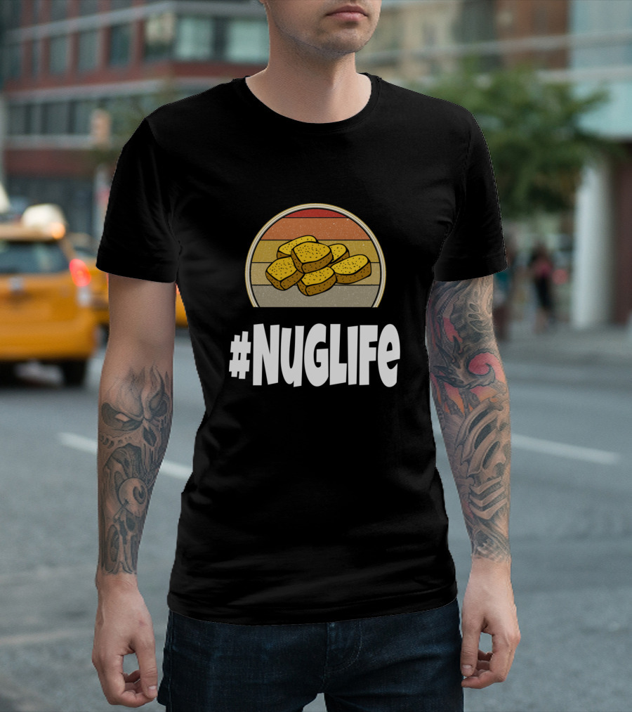 NUGLIFE Funny Chicken Nugget Nug Hashtag Nuglif Retro Circle T-Shirt