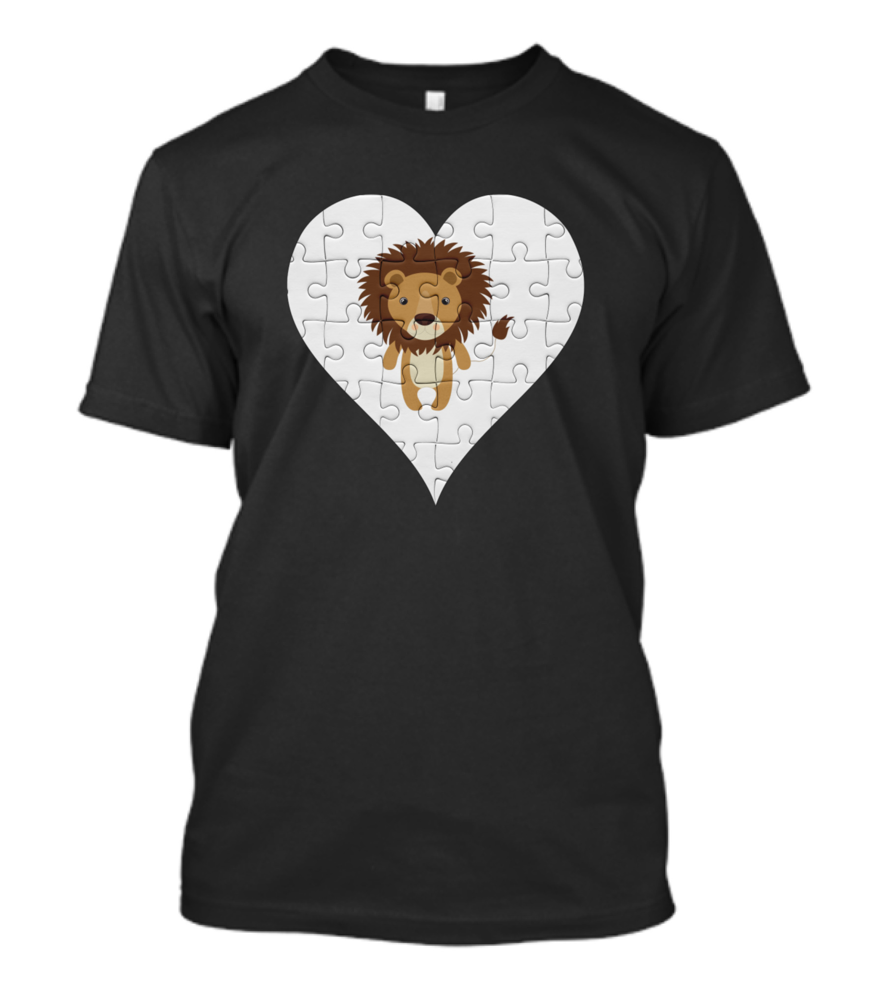 Jigsaw Puzzle Heart Wild Animal Lion T-Shirt