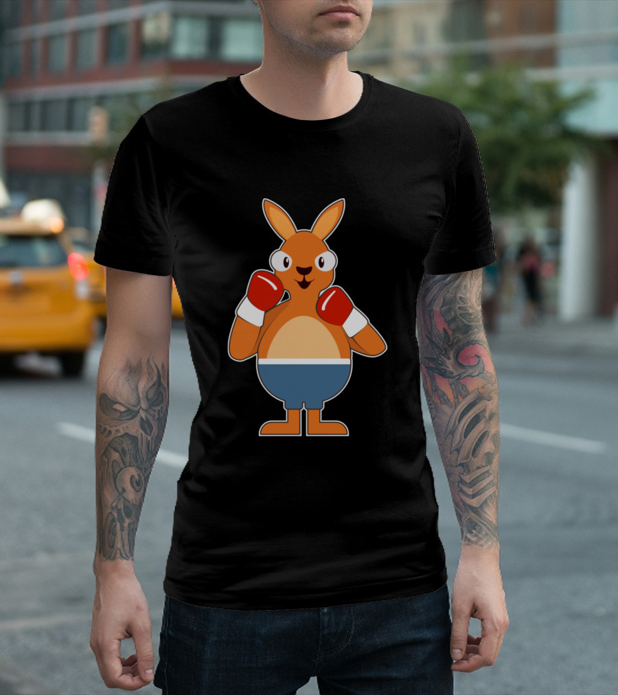 Kangaroo Boxer In Blue Shorts And Red Boxing Gloves T-Shirt
