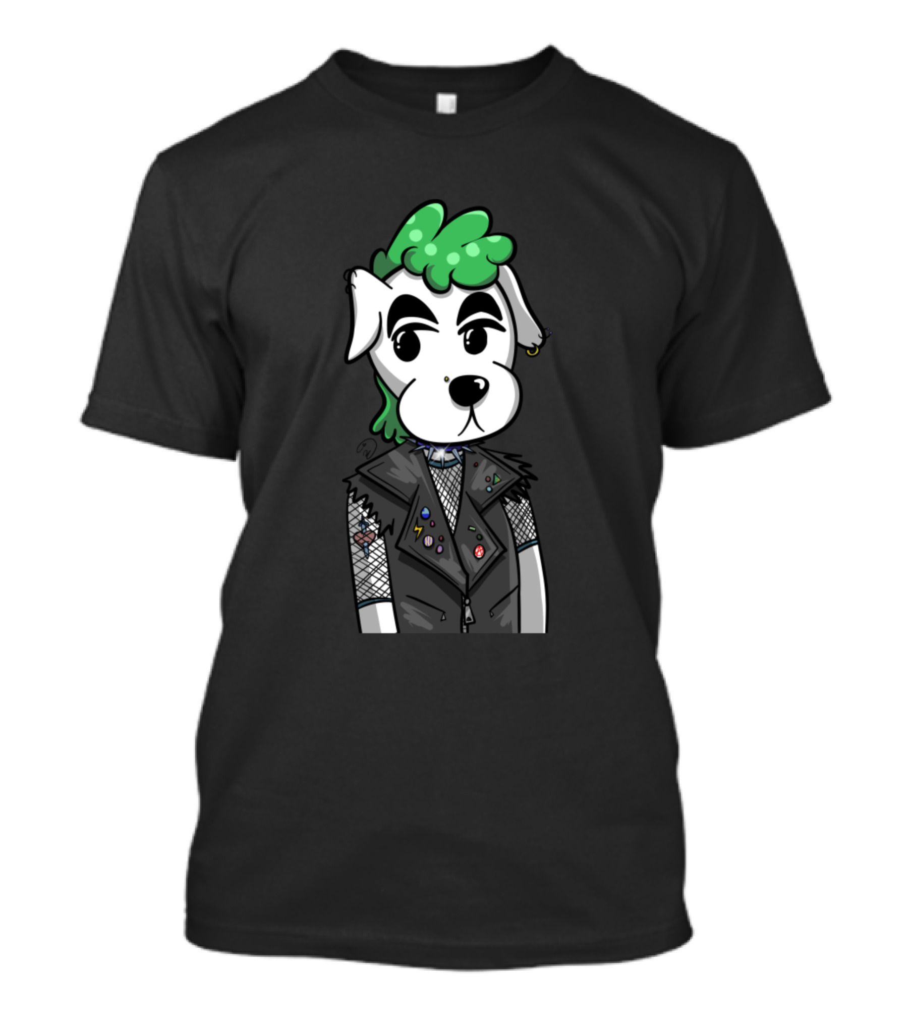 Kk Slider Punk Style With Green Mohawk And Leather Jacket T-Shirt