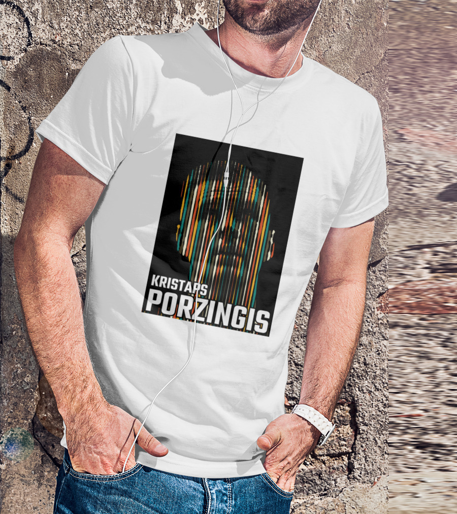 Kristaps Porzingis Abstract Vertical Stripes T-Shirt