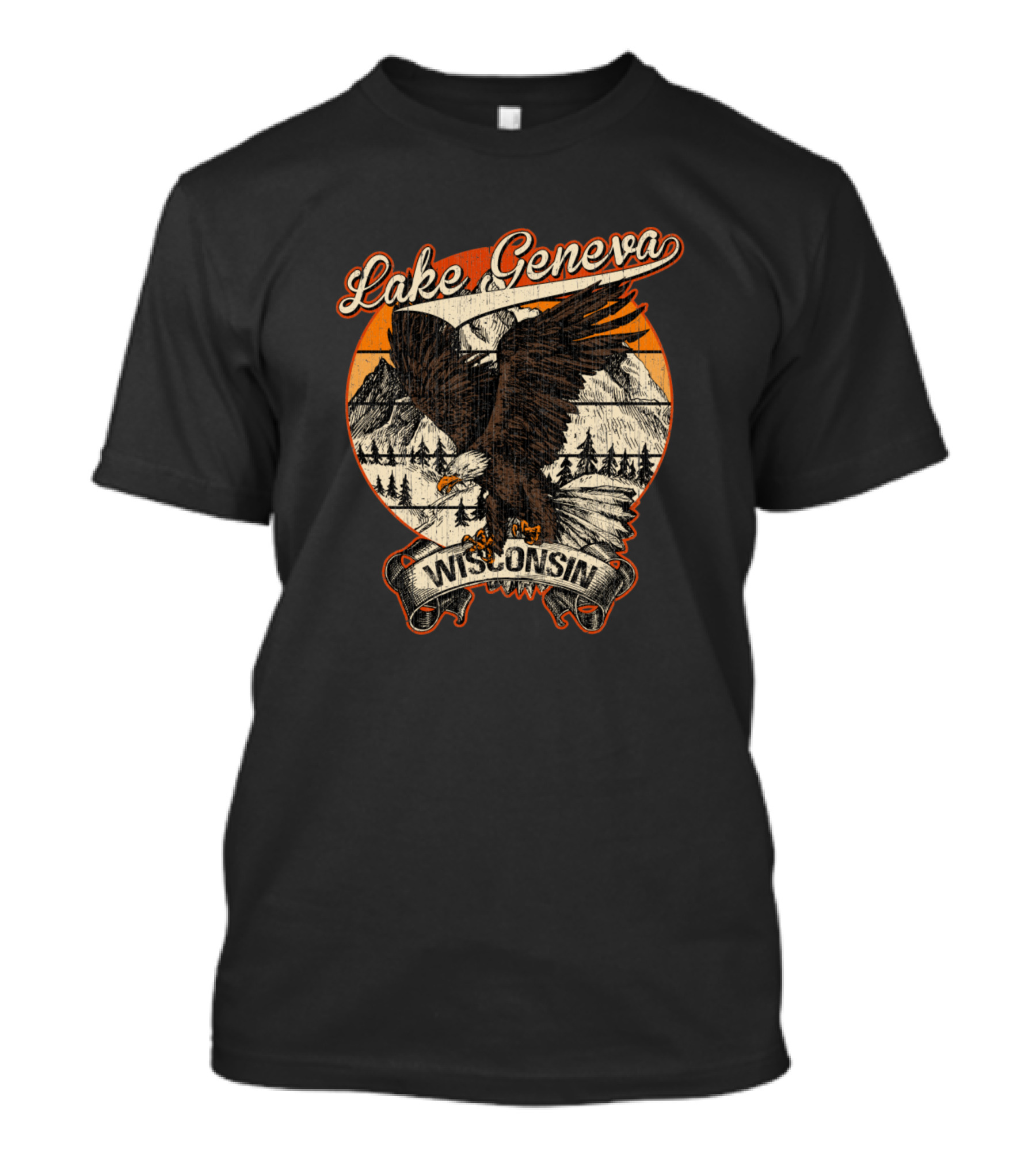 Lake Geneva Wisconsin Bald Eagle Retro Vintage Aesthetic T-Shirt