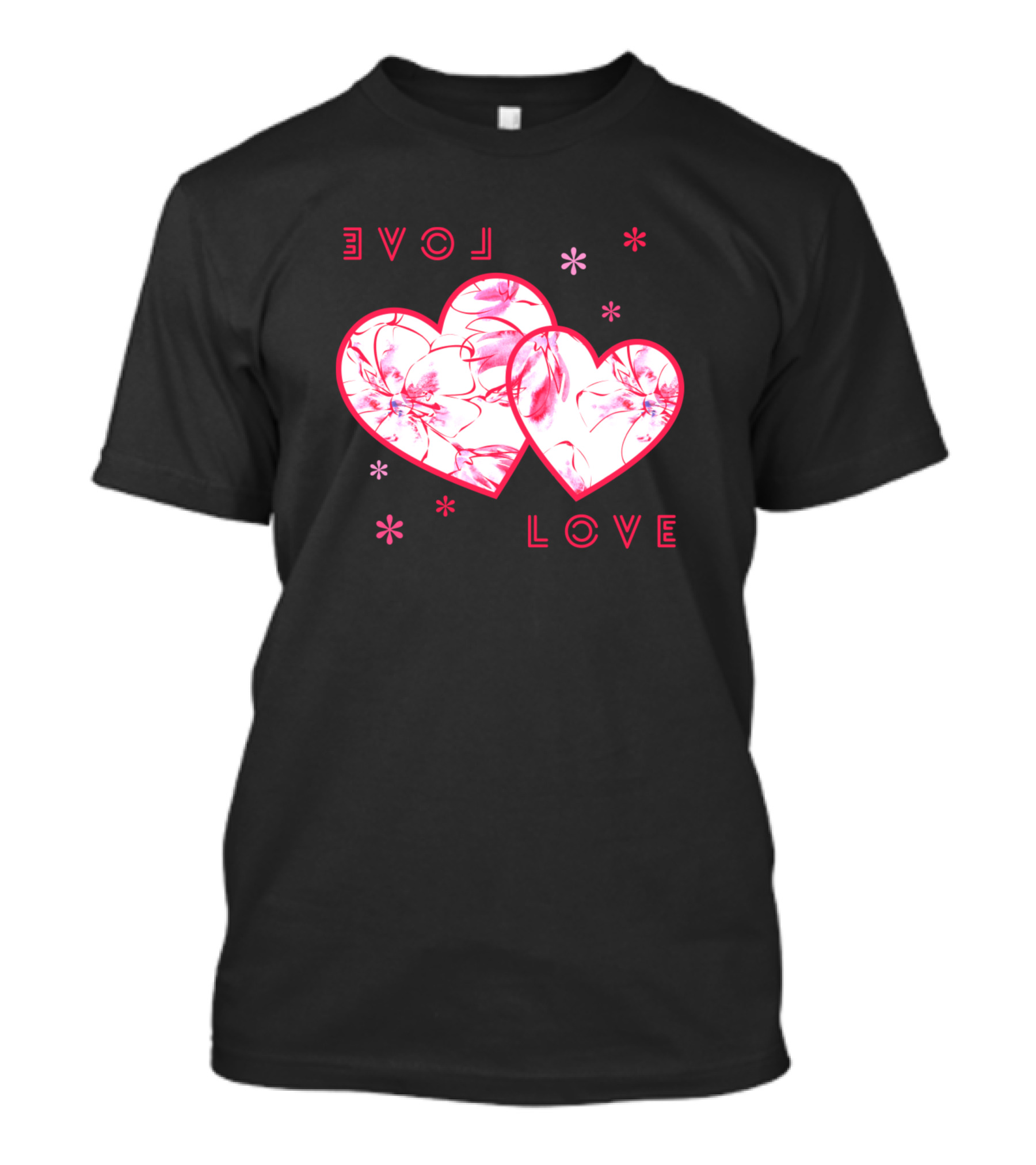 LOVE LOVE Floral Heart Pattern With Flowers And Pink Accents T-Shirt