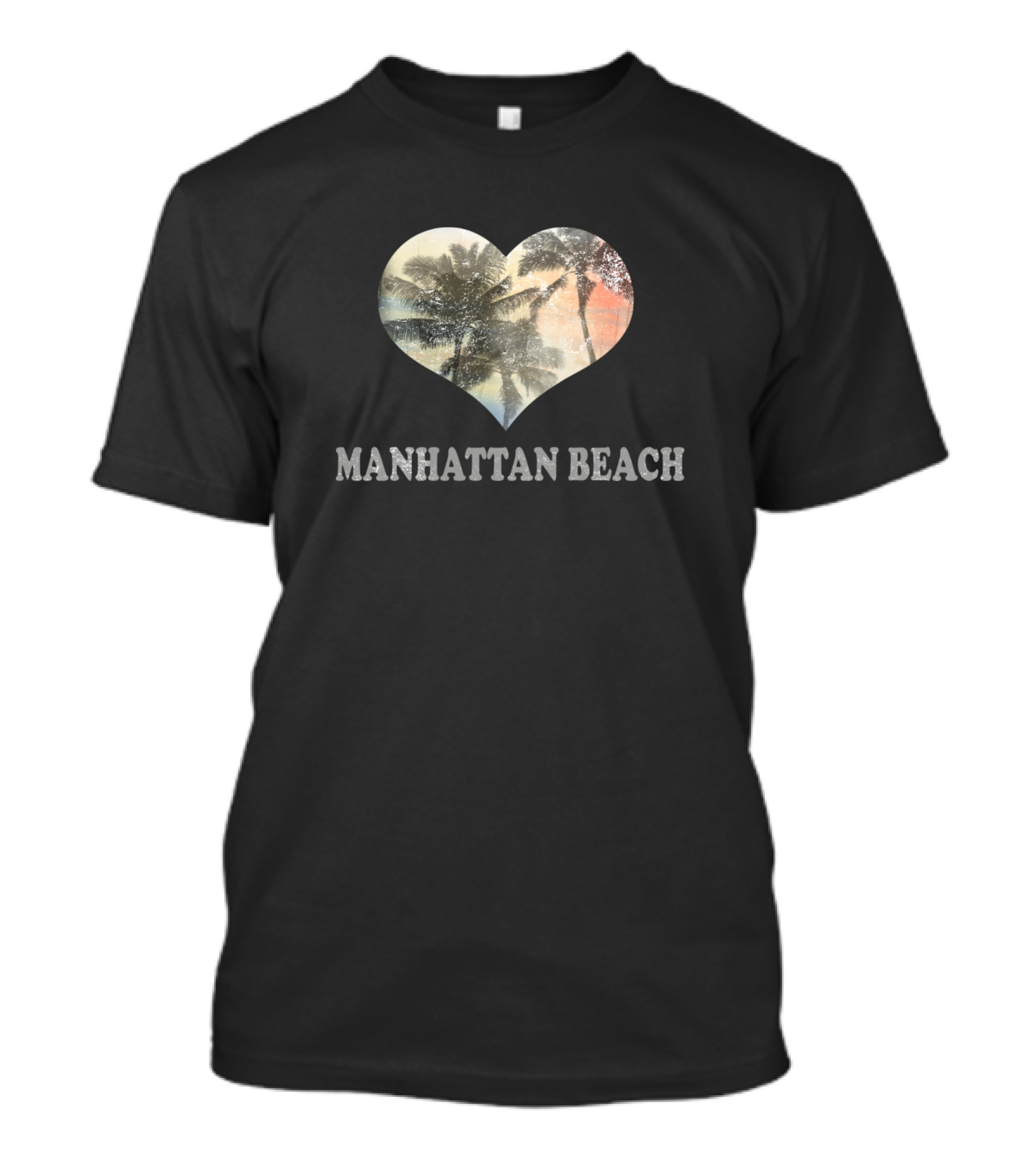 Manhattan Beach Heart Palm Tree Sunset Souvenir T-Shirt