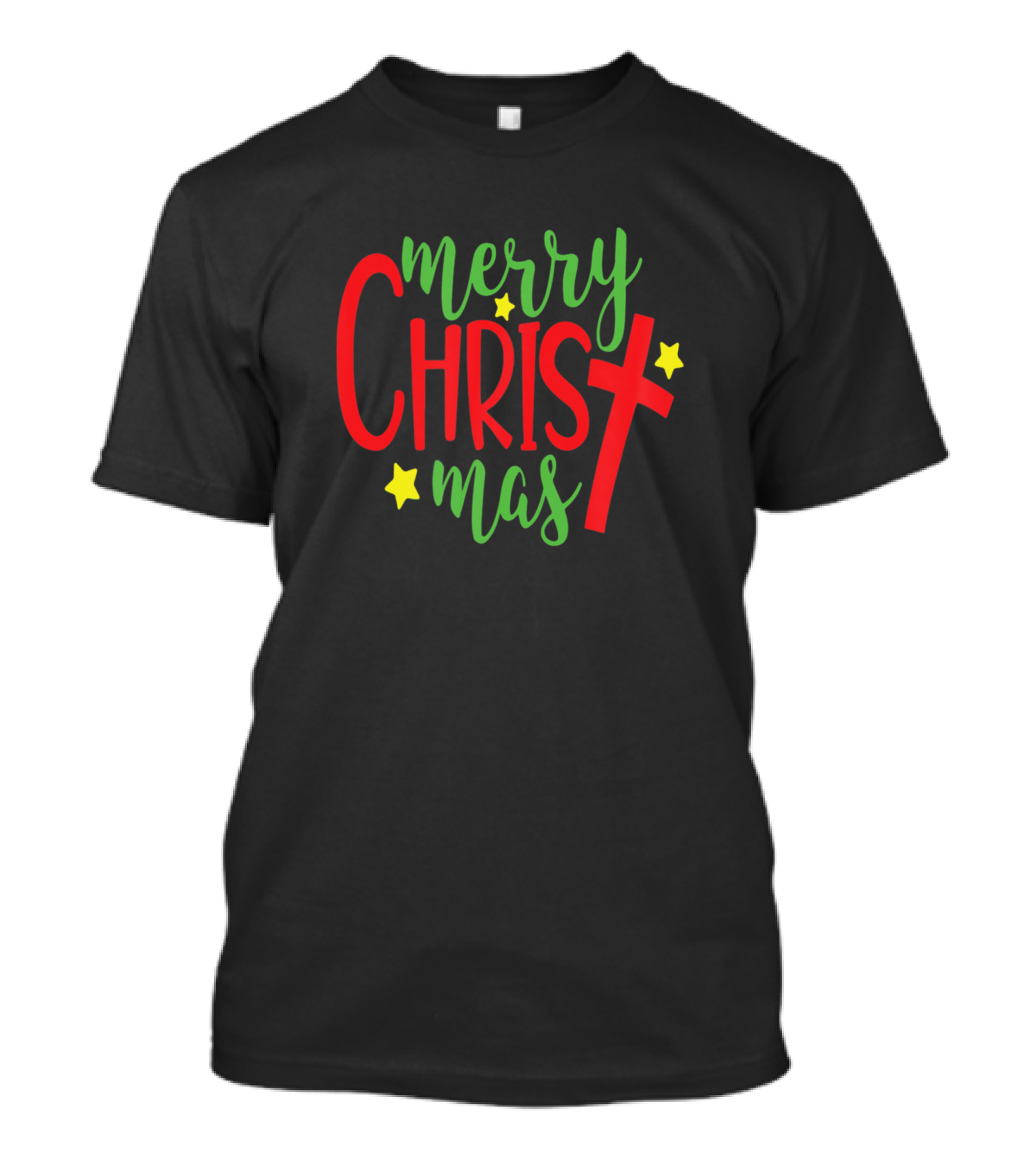 Merry Christmas Cross Stars Christian T-Shirt