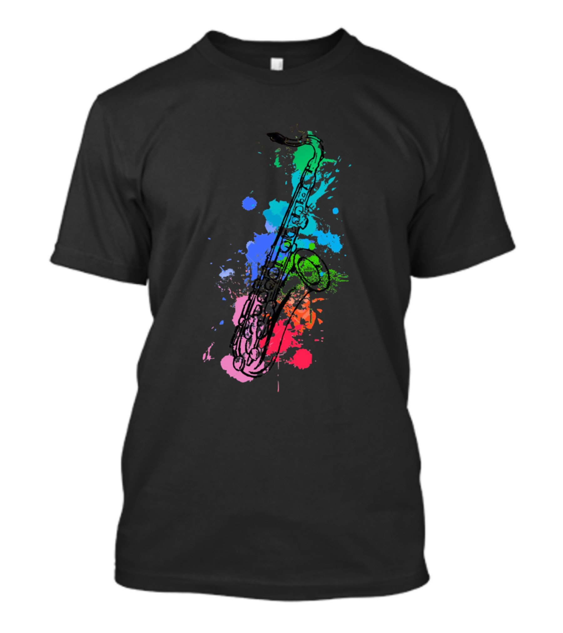 Music The Saxophone Band Star Colorful Splash T-Shirt
