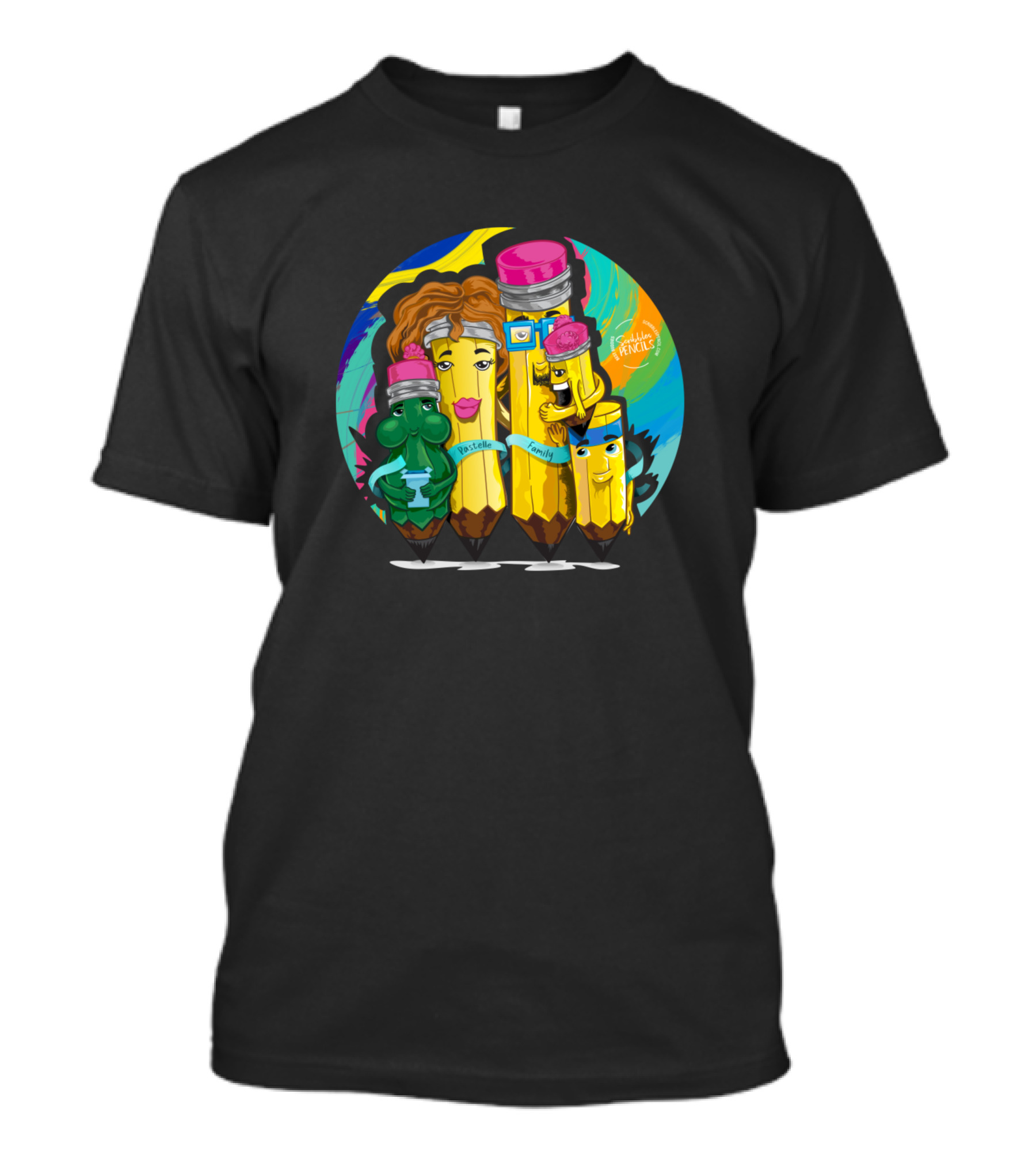 Pastelle Family Colorful Pencil Characters T-Shirt