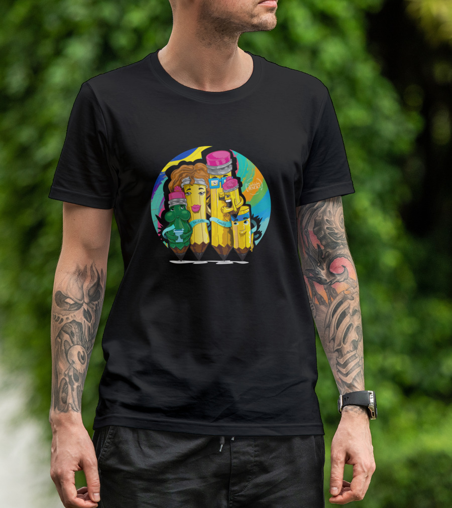 Pastelle Family Colorful Pencil Characters T-Shirt