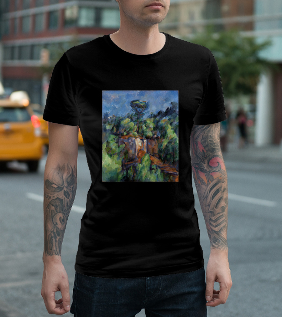 Paul Cezanne Quarry At Bib Mus Vibrant Landscape Painting T-Shirt
