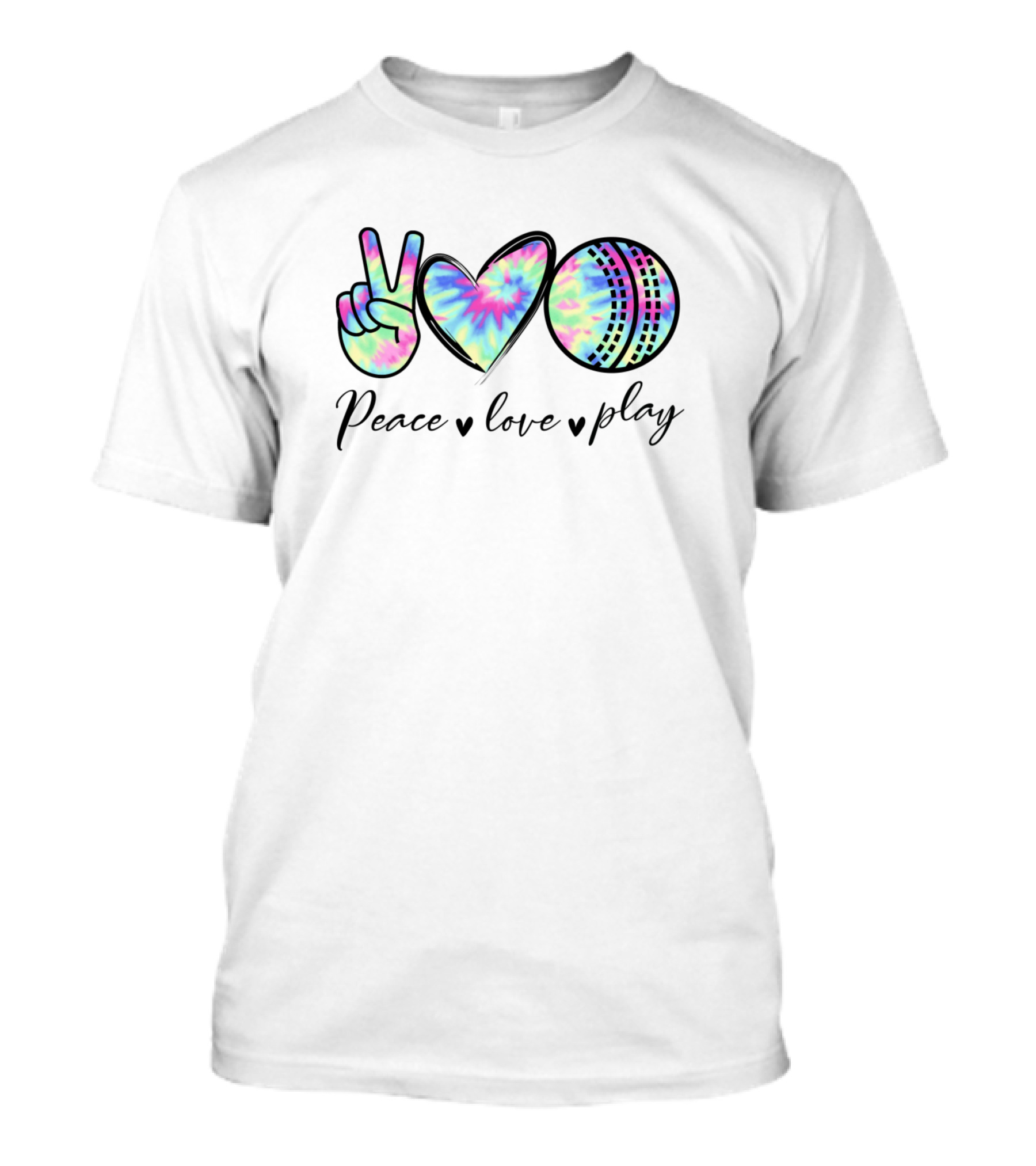 Peace Love Play Tie Dye Cricket Lovers T-Shirt