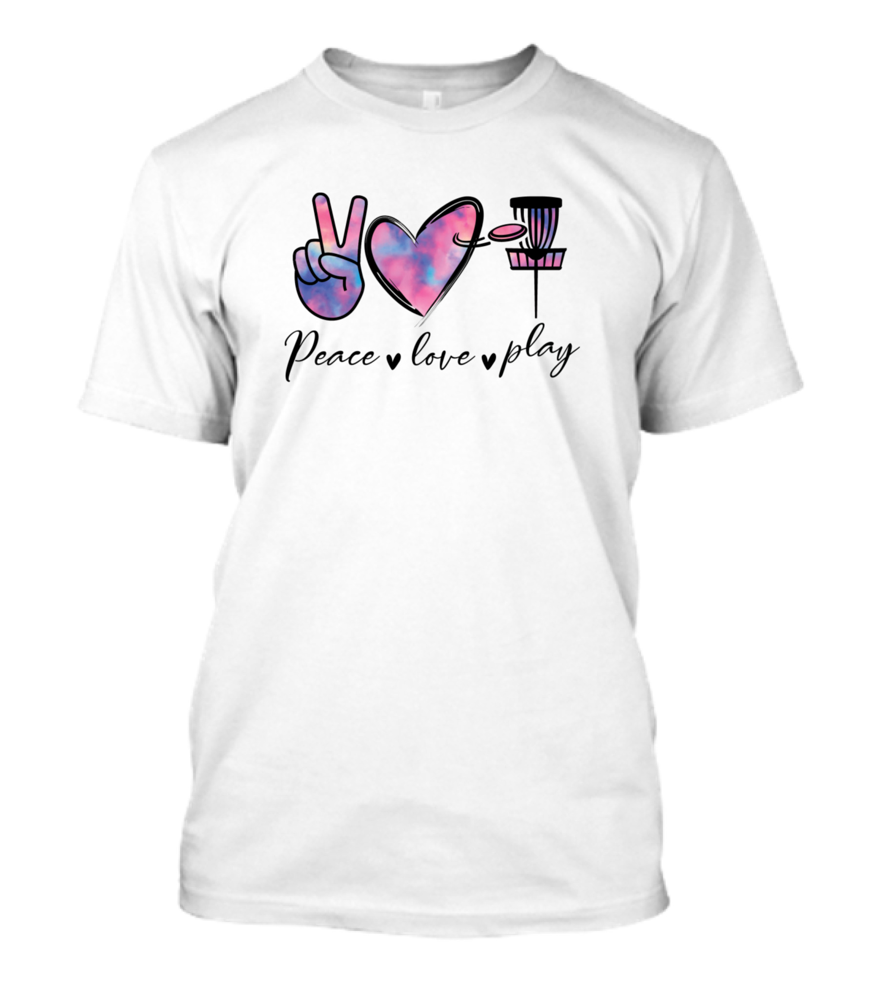 Peace Love Play Tie Dye Disc Golf Lovers T-Shirt